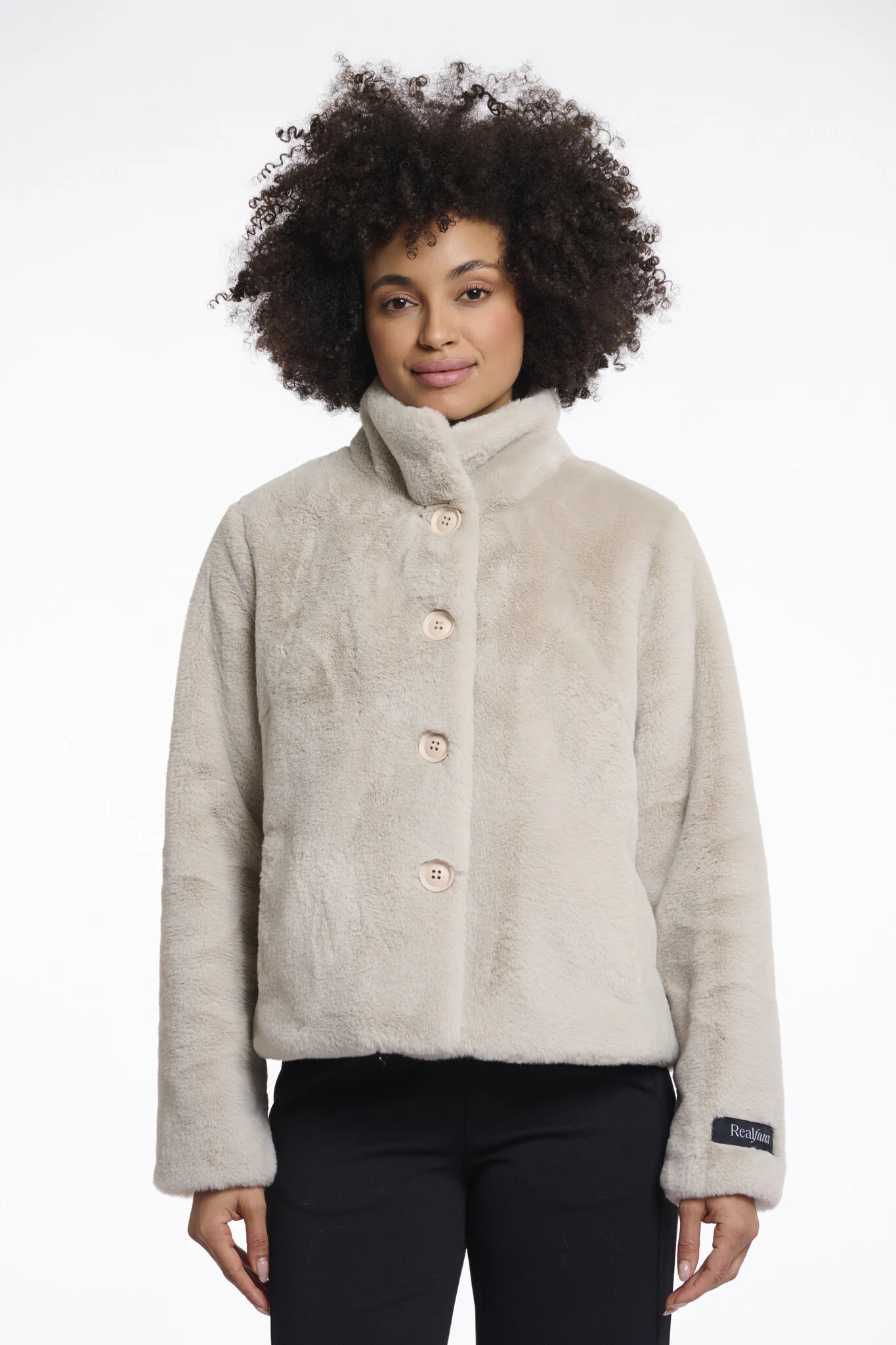 Rino & Pelle Vie.7002511 rino en pelle single breasted fake fur jacket birch