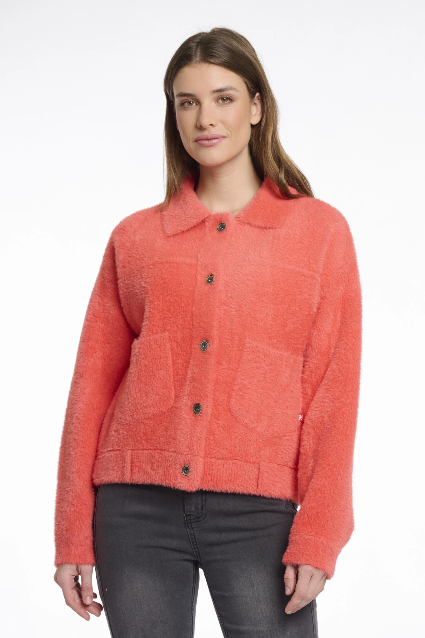 Rino & Pelle Bubbly.5002511 rino en pelle boxy jacket bright coral