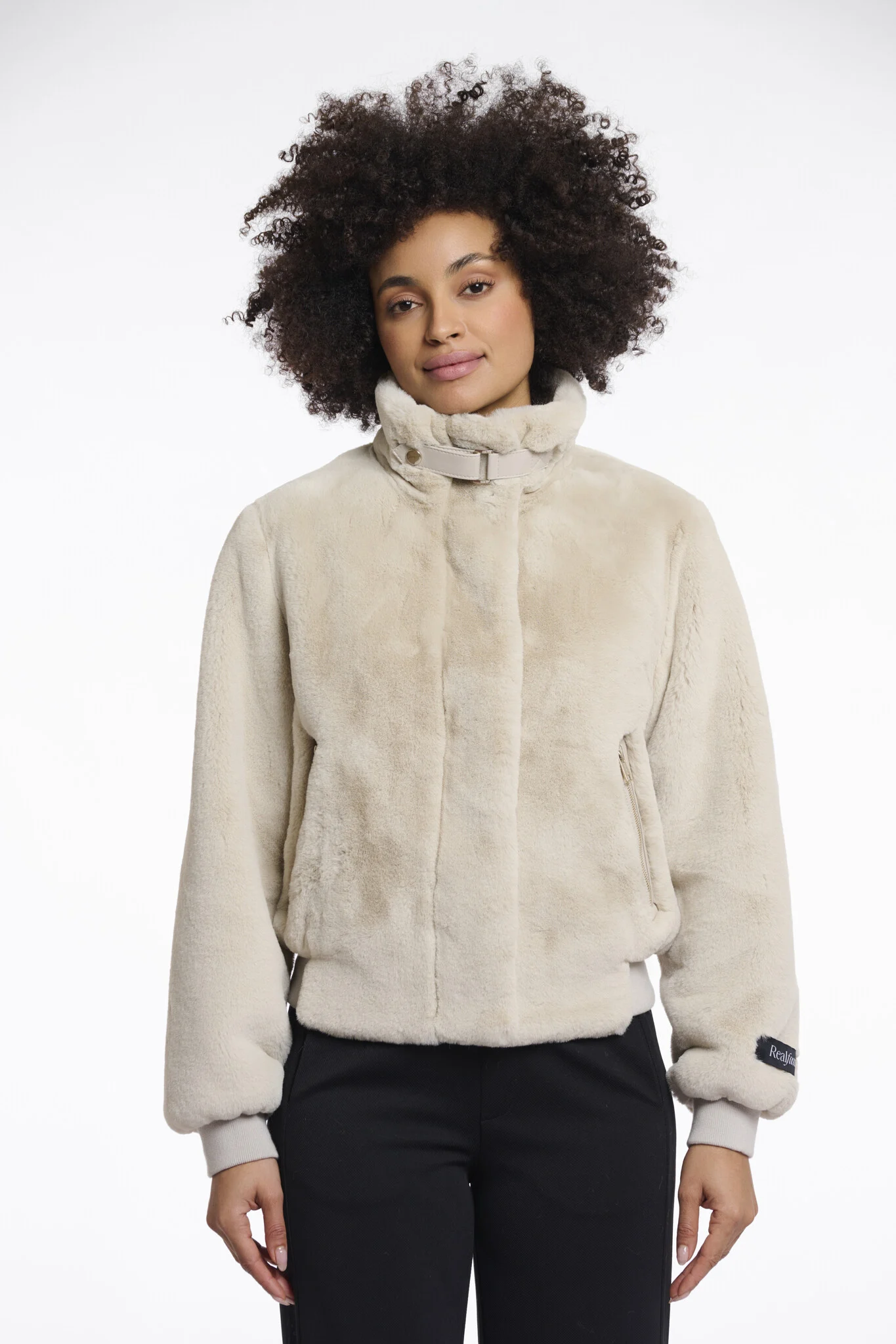 Rino & Pelle Ambra.7002511 rino en pelle short fake fur jacket birch
