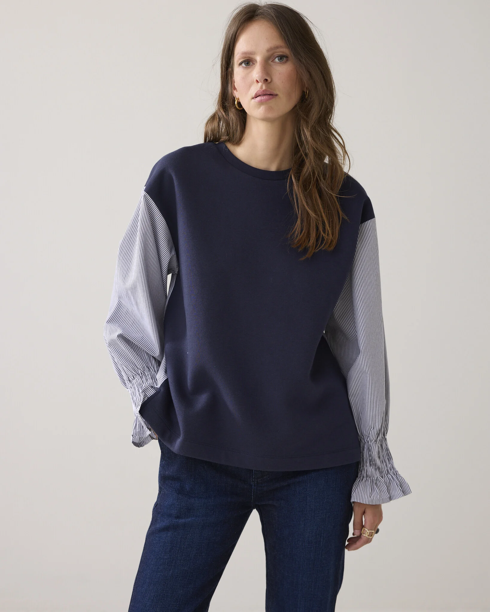 Summum 3s5188-30634 495 top sweat woven mix midnight blue