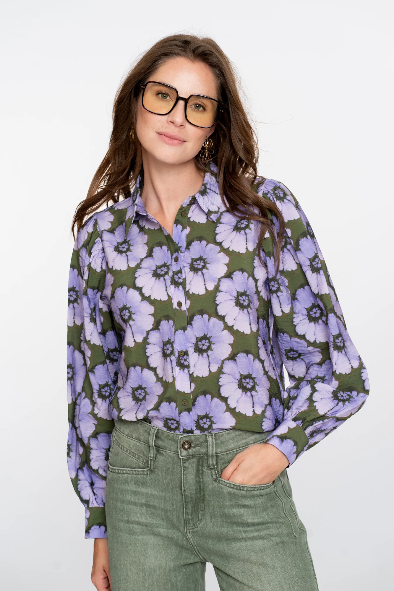 Geisha 53609-20 380 blouse print flowers purple/green