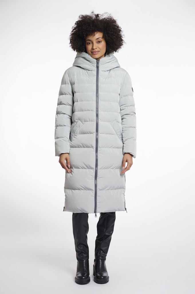 Rino & Pelle long padded hooded coat with faux fur keilafur.7002511 10880 manor grey