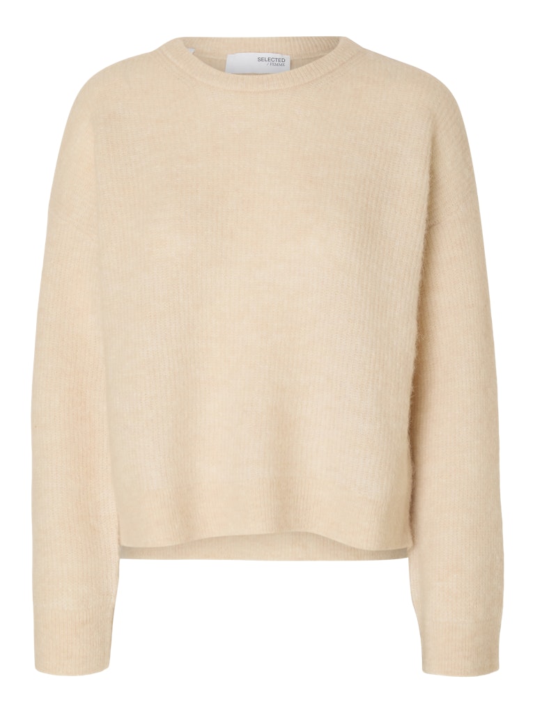 Selected Femme slfsia ras ls knit new o-neck noos 16098141 birch