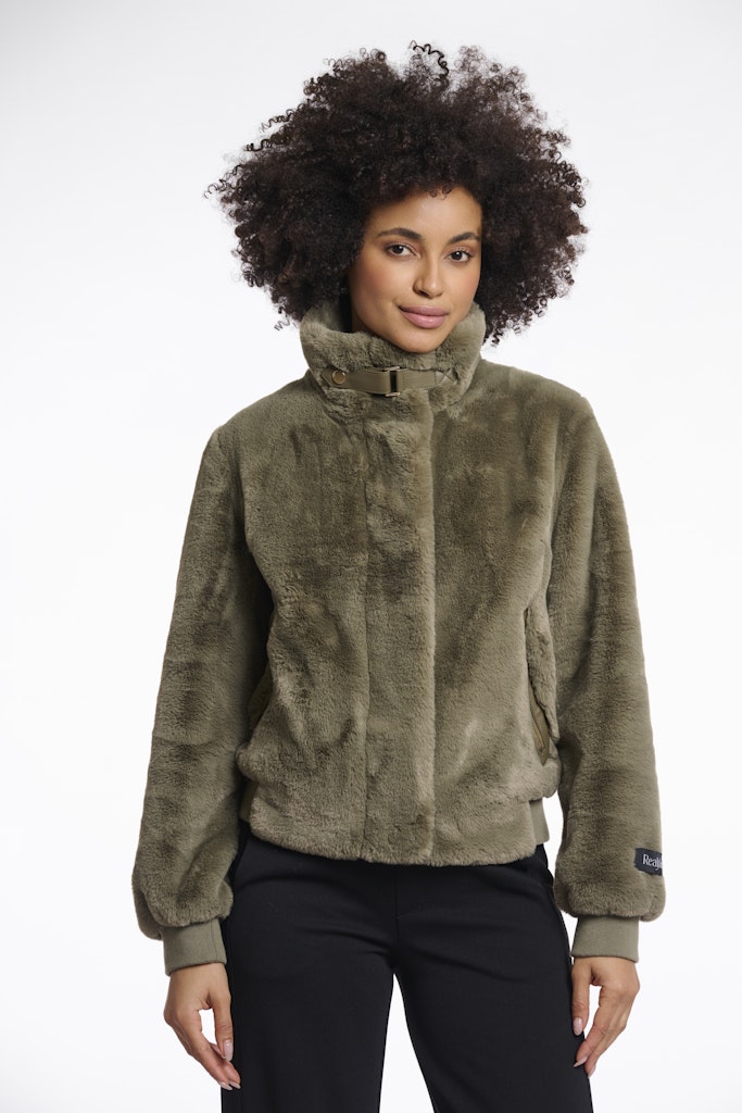 Rino & Pelle Short fake fur jacket olijf