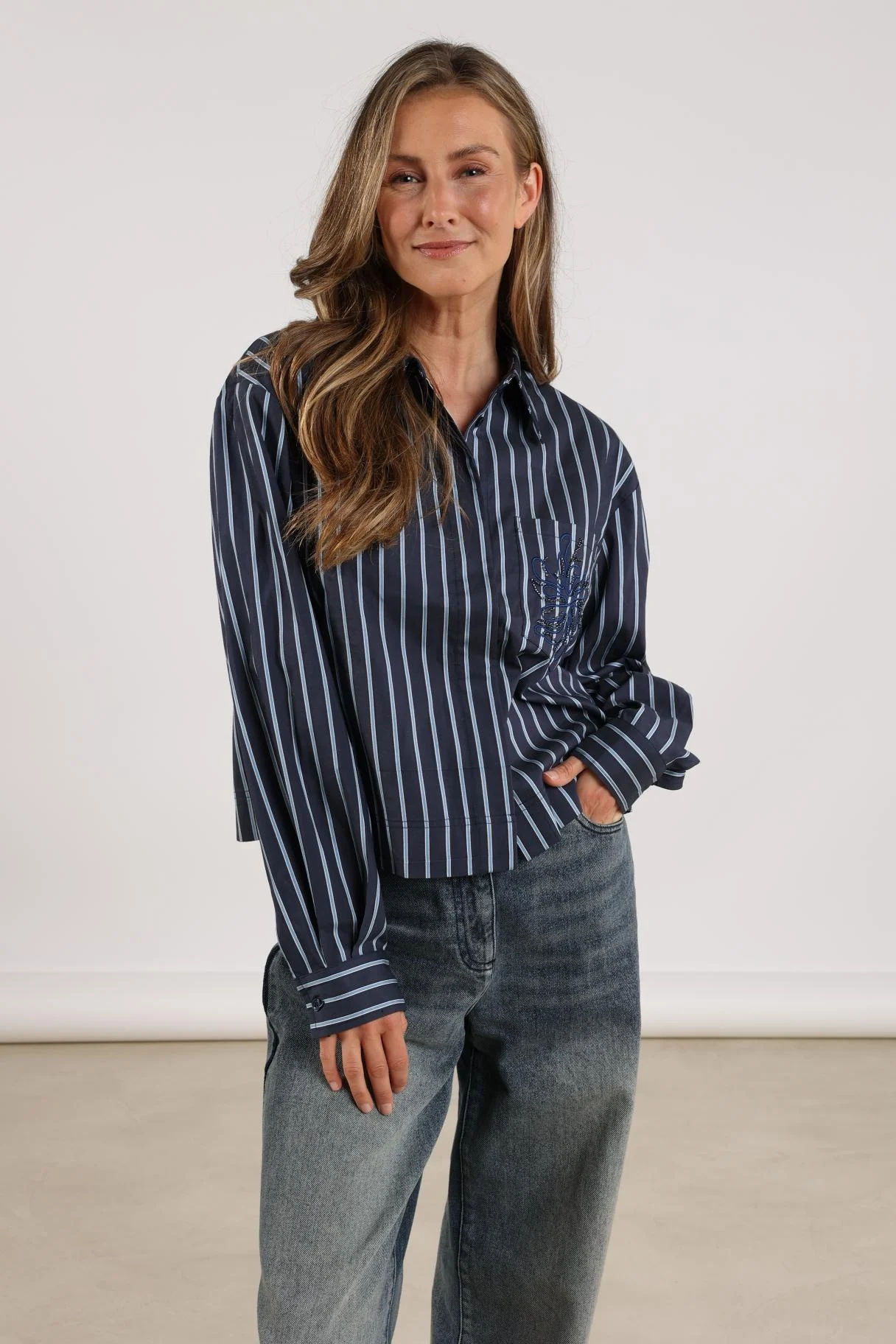Nukus Nkf02071 280 ariana blouse stripe navy/ice