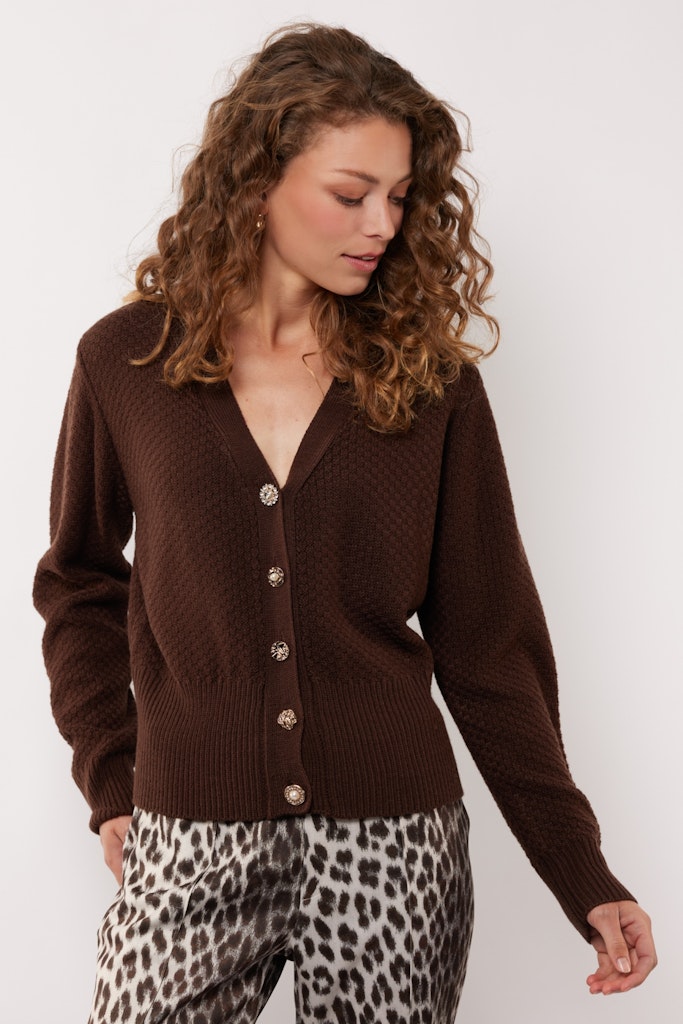 G-Maxx Dolores knitting cardigan##5; 514 dark chocola -