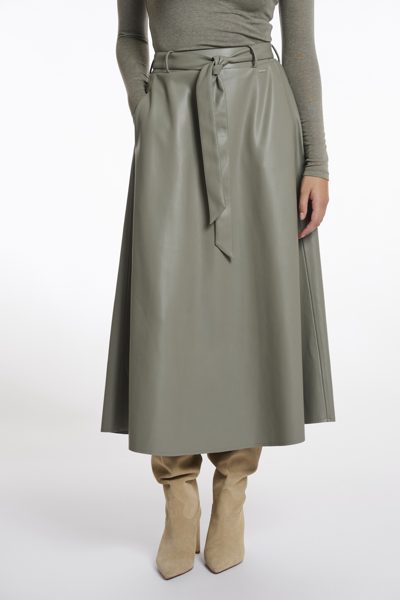 Rino & Pelle Chelsea.7502511 rino en pelle faux leather skirt green ash