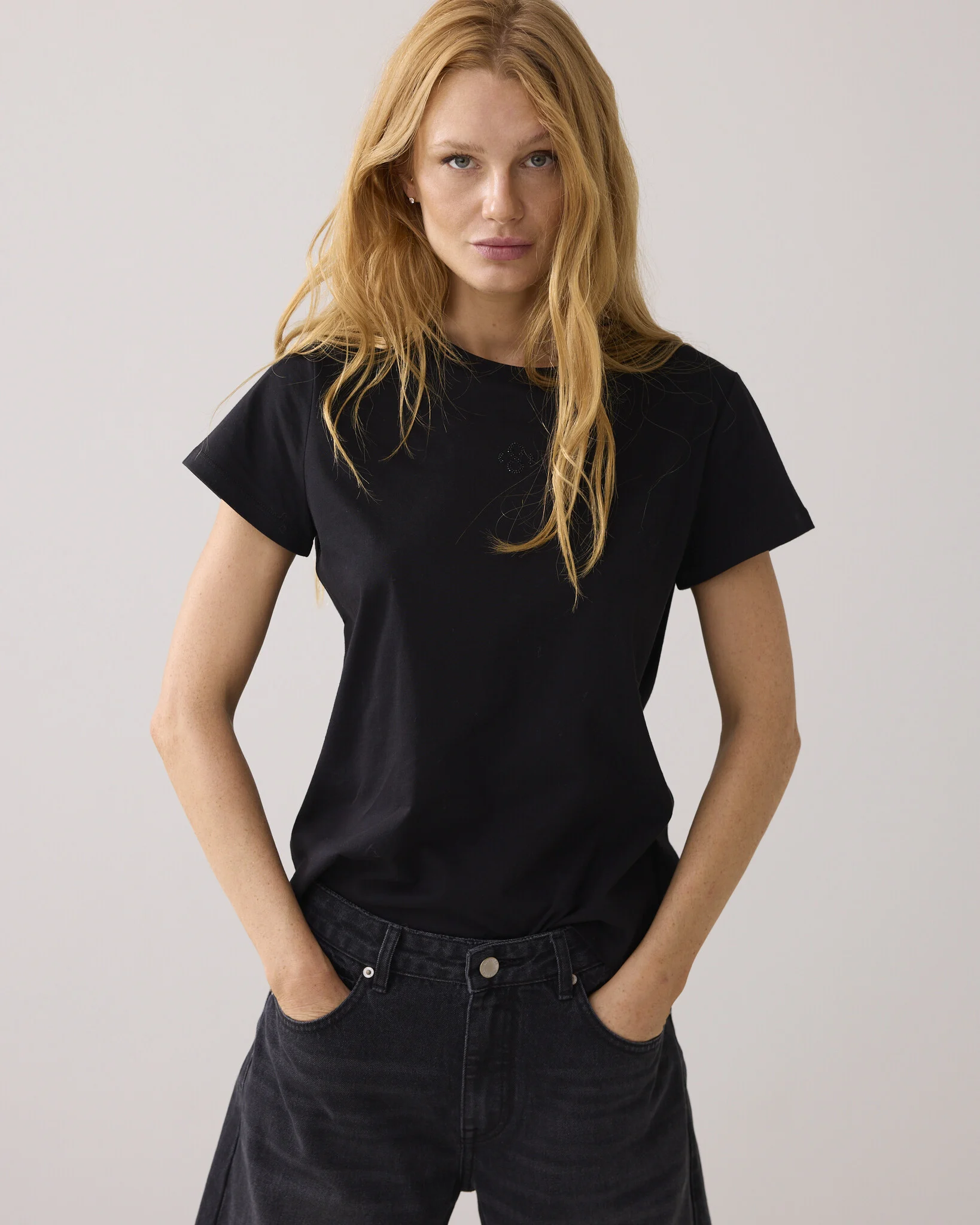 Summum 3s5185-30714 990 rhine stone logo tee black