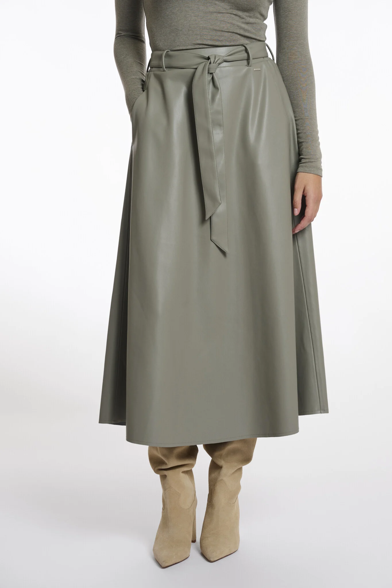 Rino & Pelle Chelsea.7502511 rino en pelle faux leather skirt green ash