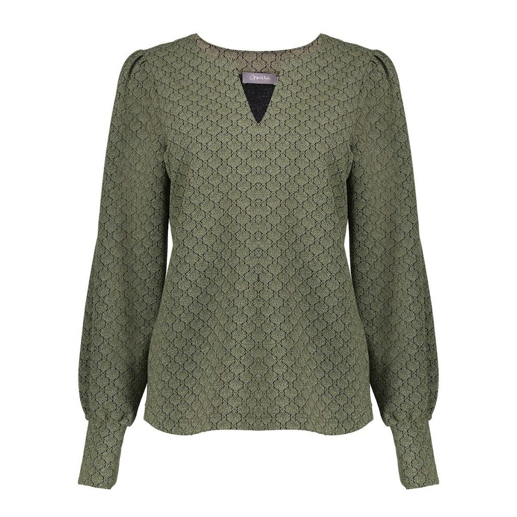 Geisha top print 52530-20 530 green/black