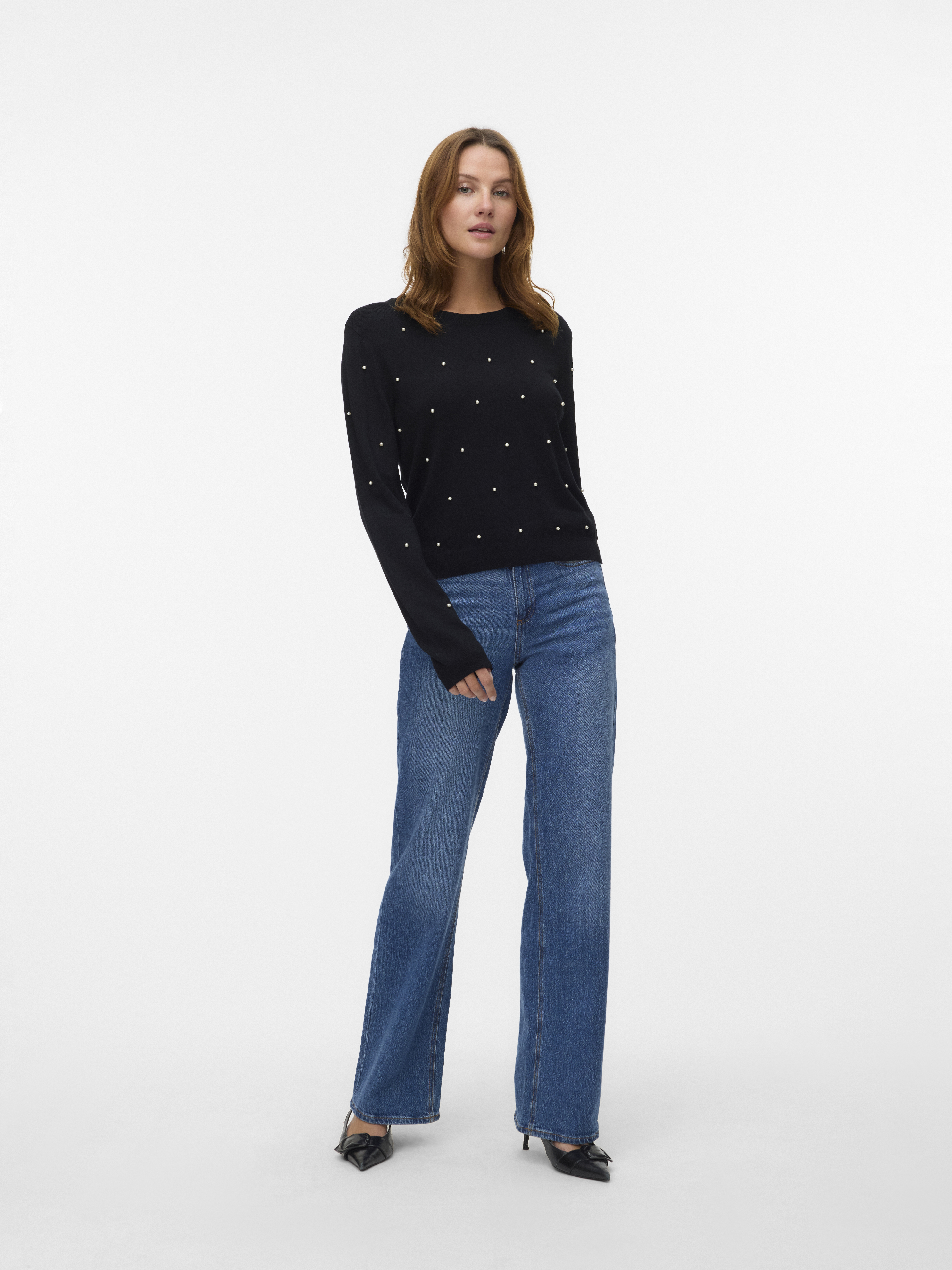 Vero Moda Trui met ronde hals VMGLORY PEARL LS O-NECK PULLOVER BOO