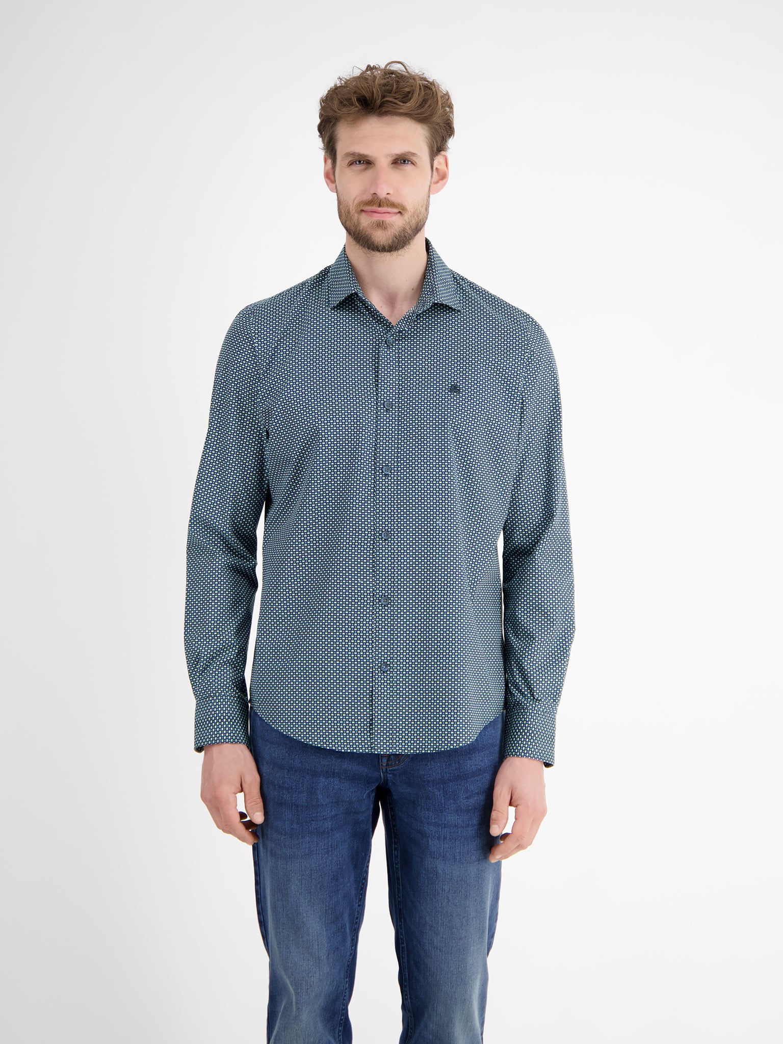 Lerros Heren overhemd 25813521 429 fjord blue