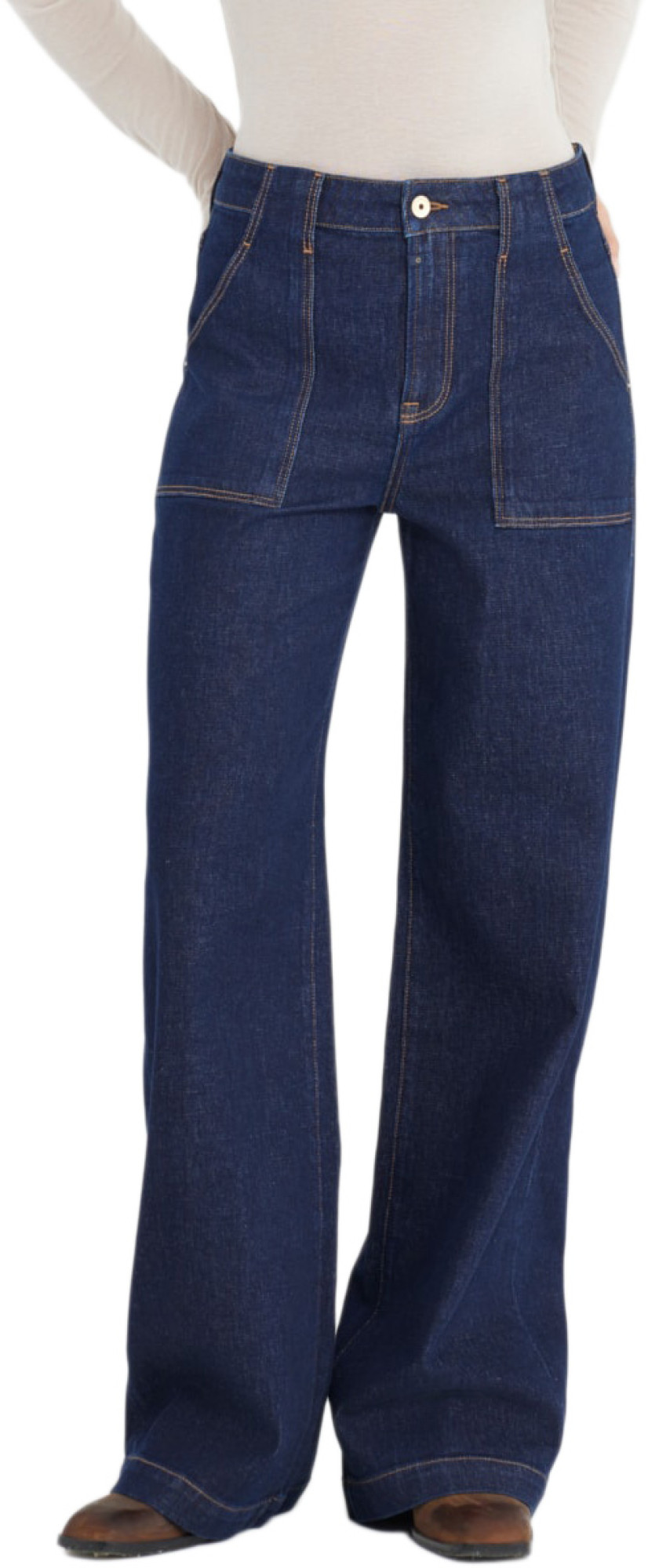 C.O.J. Denim High waist wide leg raw