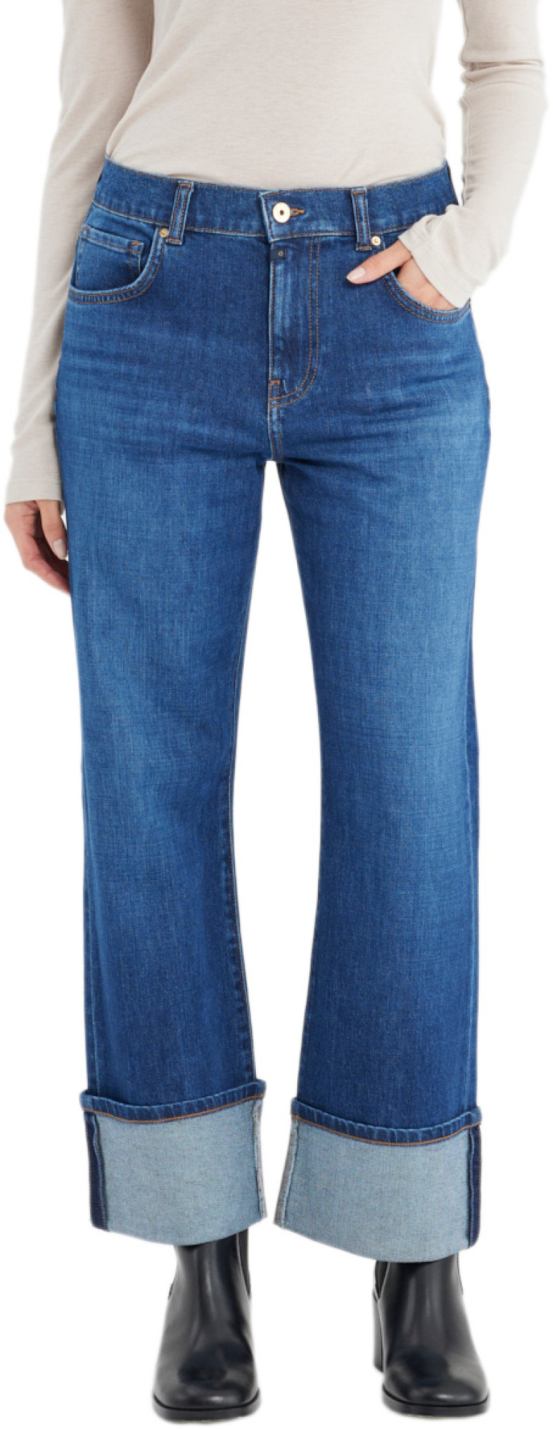 C.O.J. Denim Mid waist straight astra blue