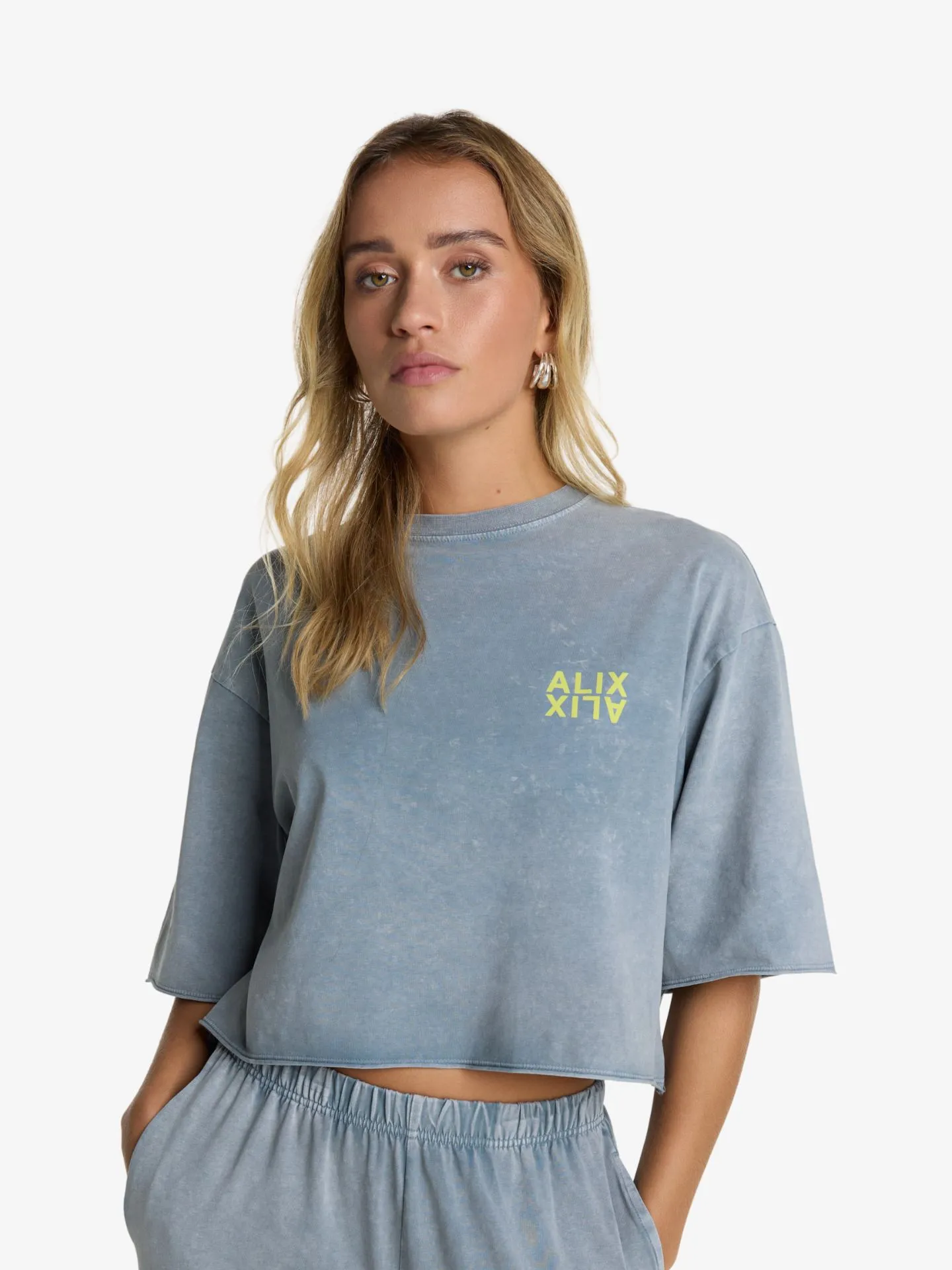 Alix The Label Dames t-shirt raw edge mid grey