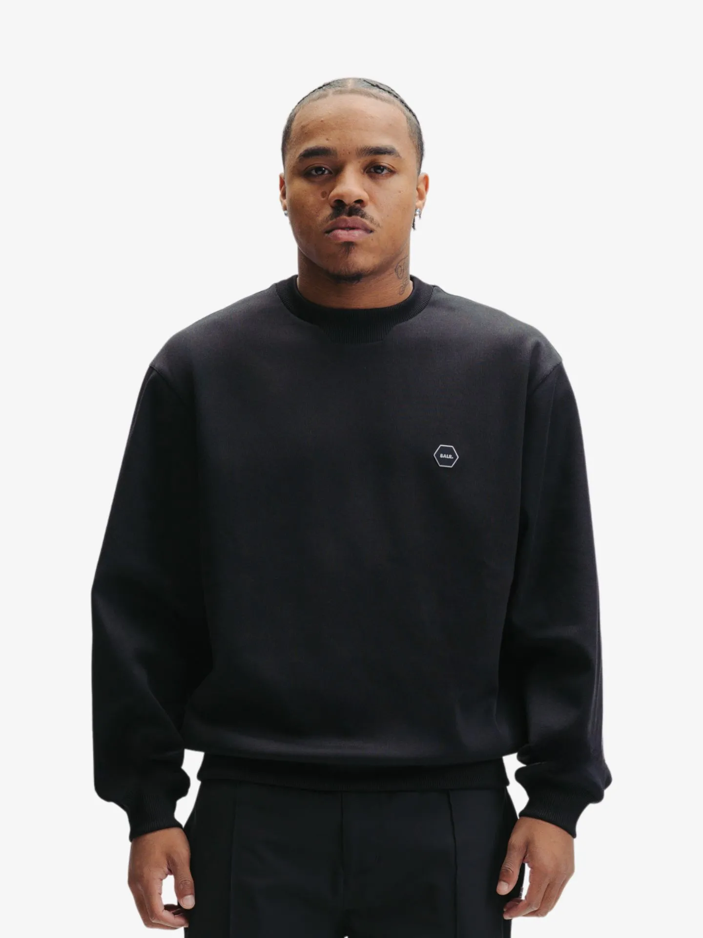 BALR. Heren sweater hex-series badge zwart
