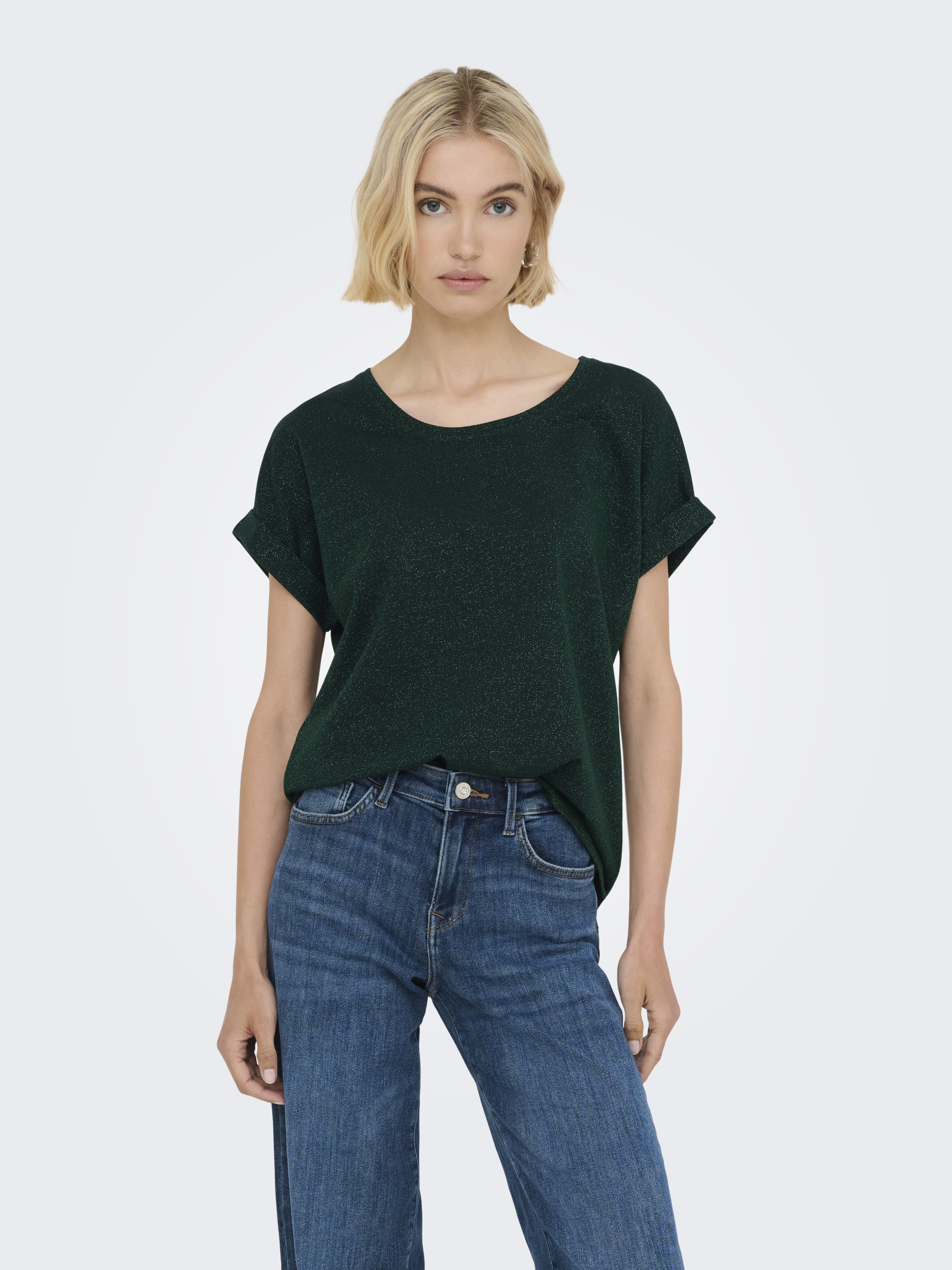 Only Shirt met korte mouwen ONLMOSTER GLITTER S/S TOP NOOS JRS