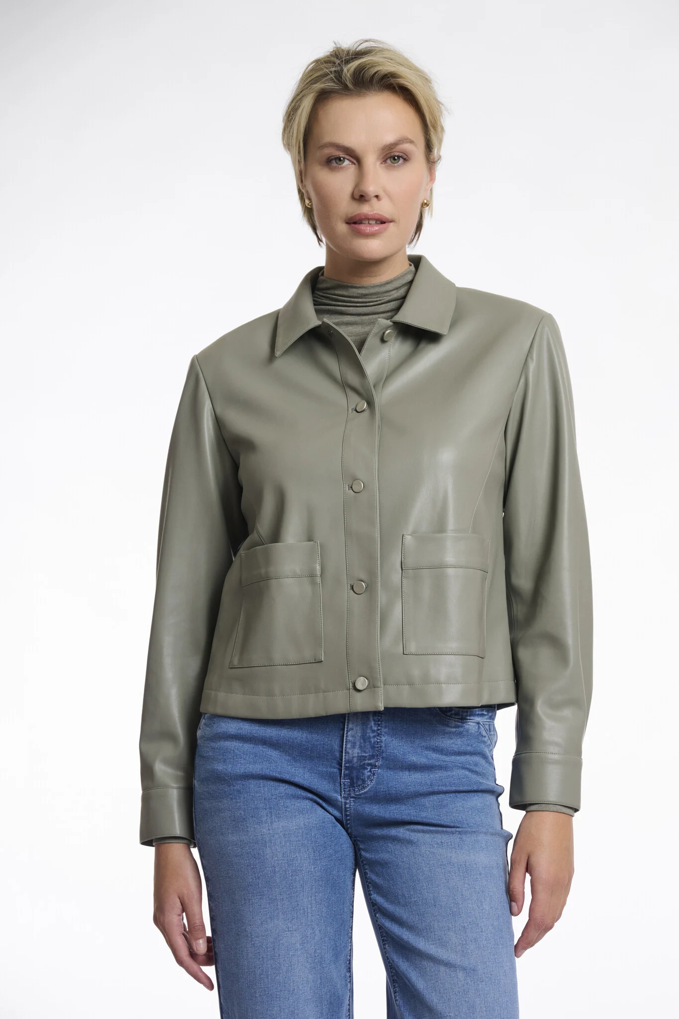 Rino & Pelle Annicka.7502511 rino en pelle faux leather jacket green ash