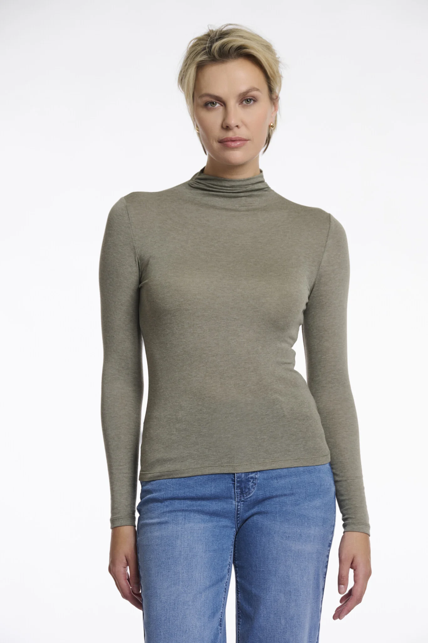 Rino & Pelle Claar.7002511 rino en pelle long sleeve top with turtleneck green ash