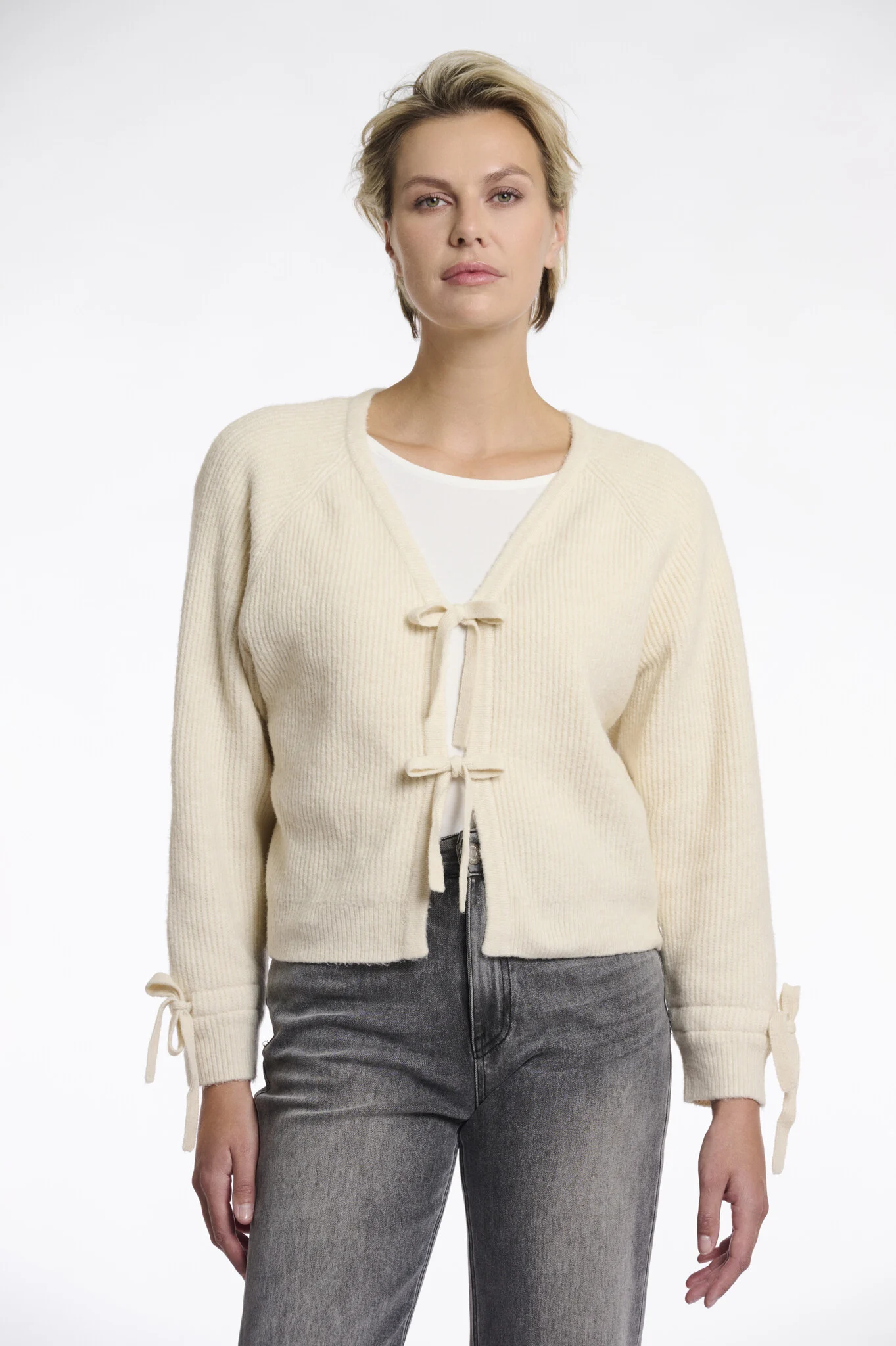 Rino & Pelle Gouke.5002511 rino en pelle knitted cardigan h bows birch