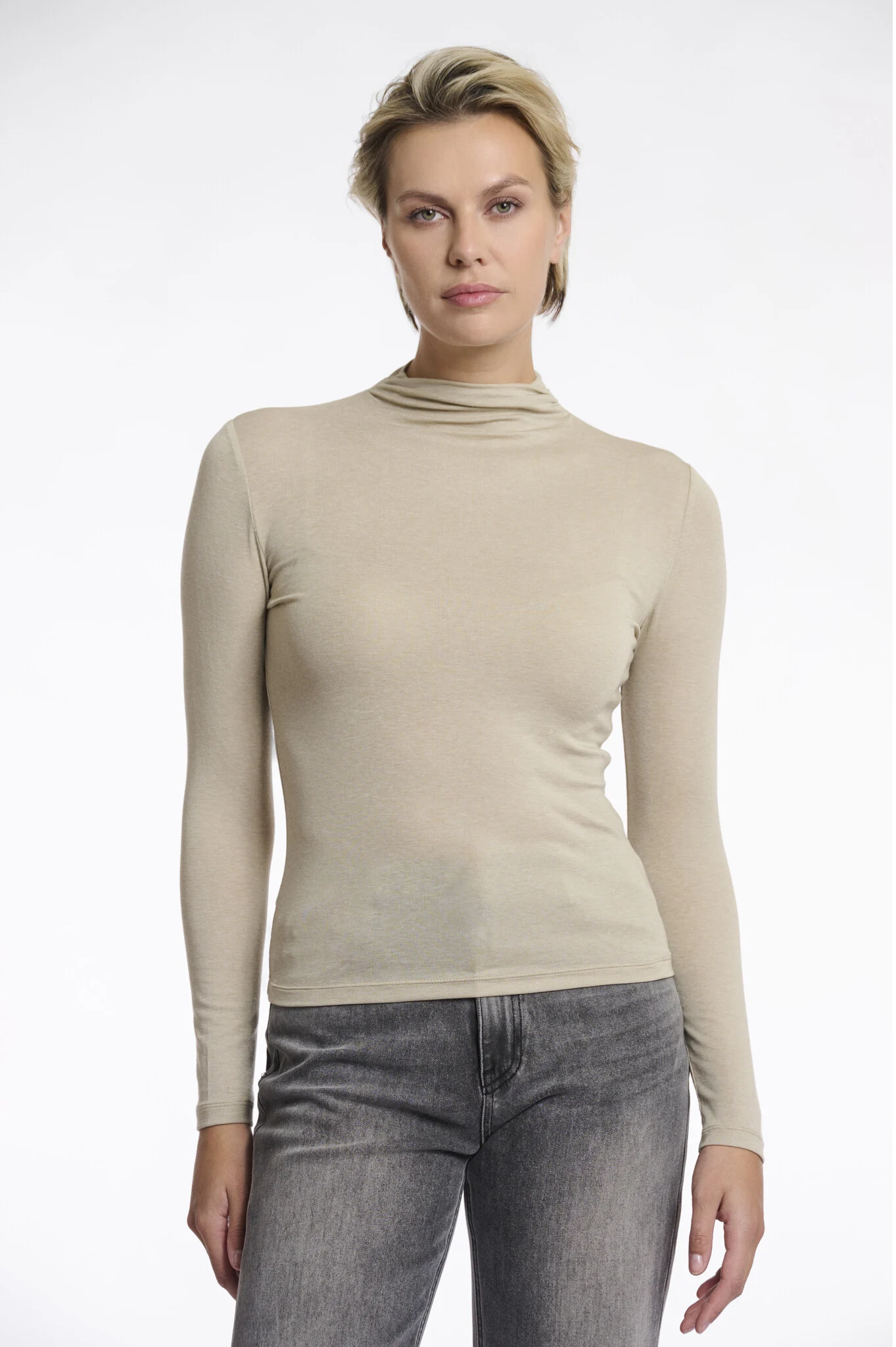 Rino & Pelle Claar.7002511 rino en pelle long sleeve top with turtleneck green mist