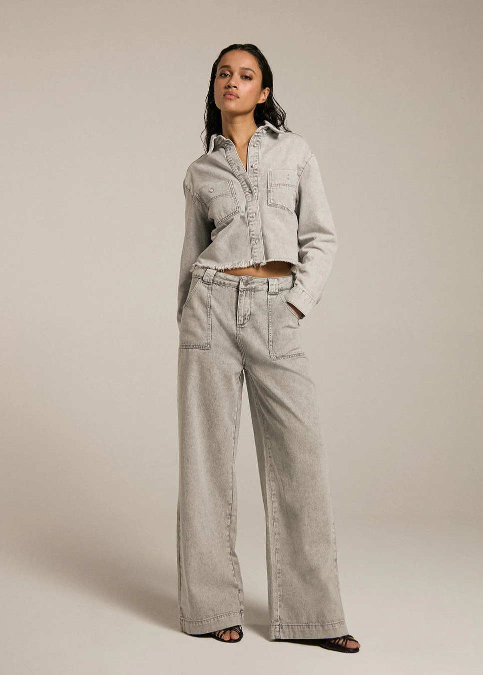 Homage to Denim Homage mid waist palazzo jeans h big pockets