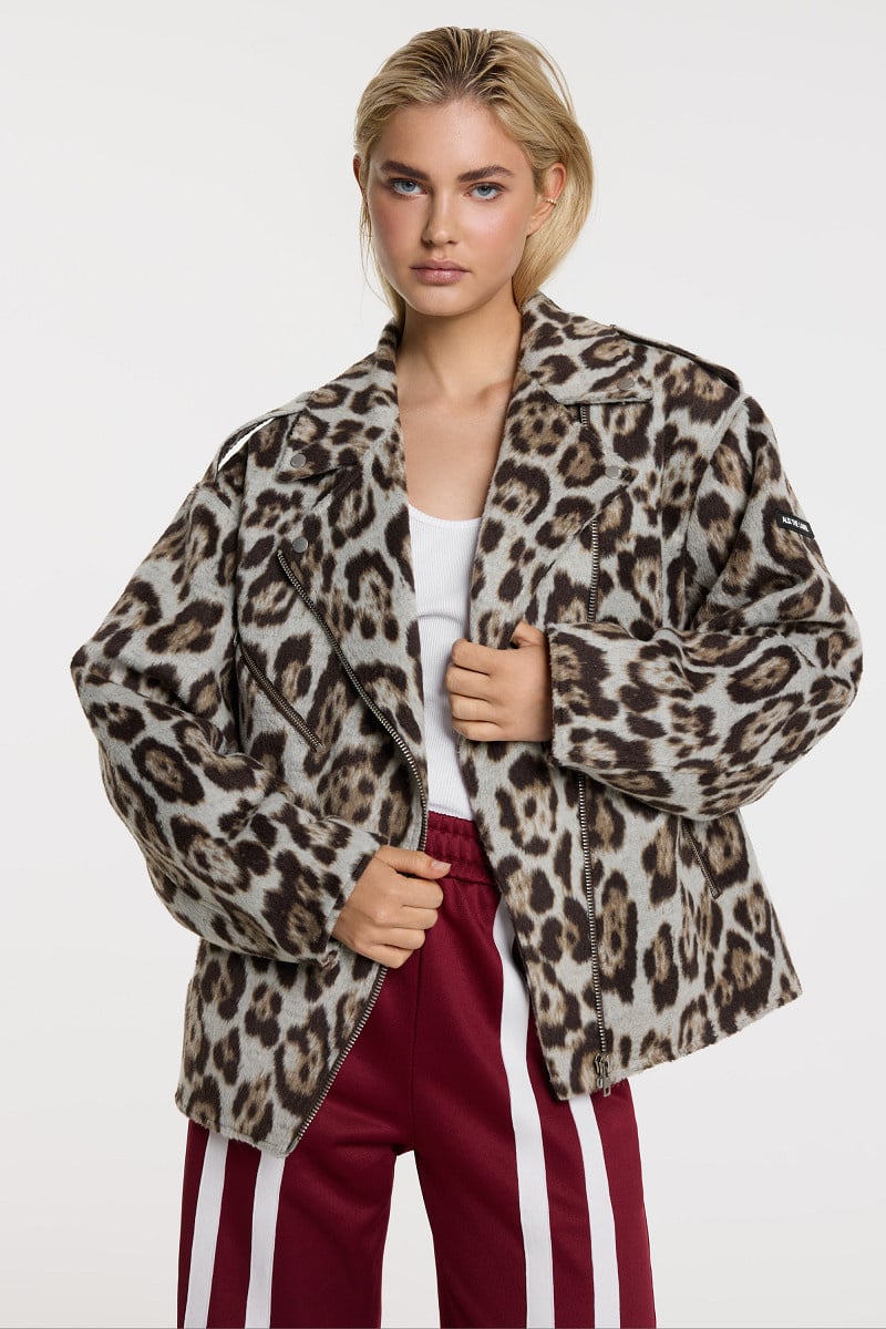 Alix The Label 2508505305 ladies woven jaguar biker jacket