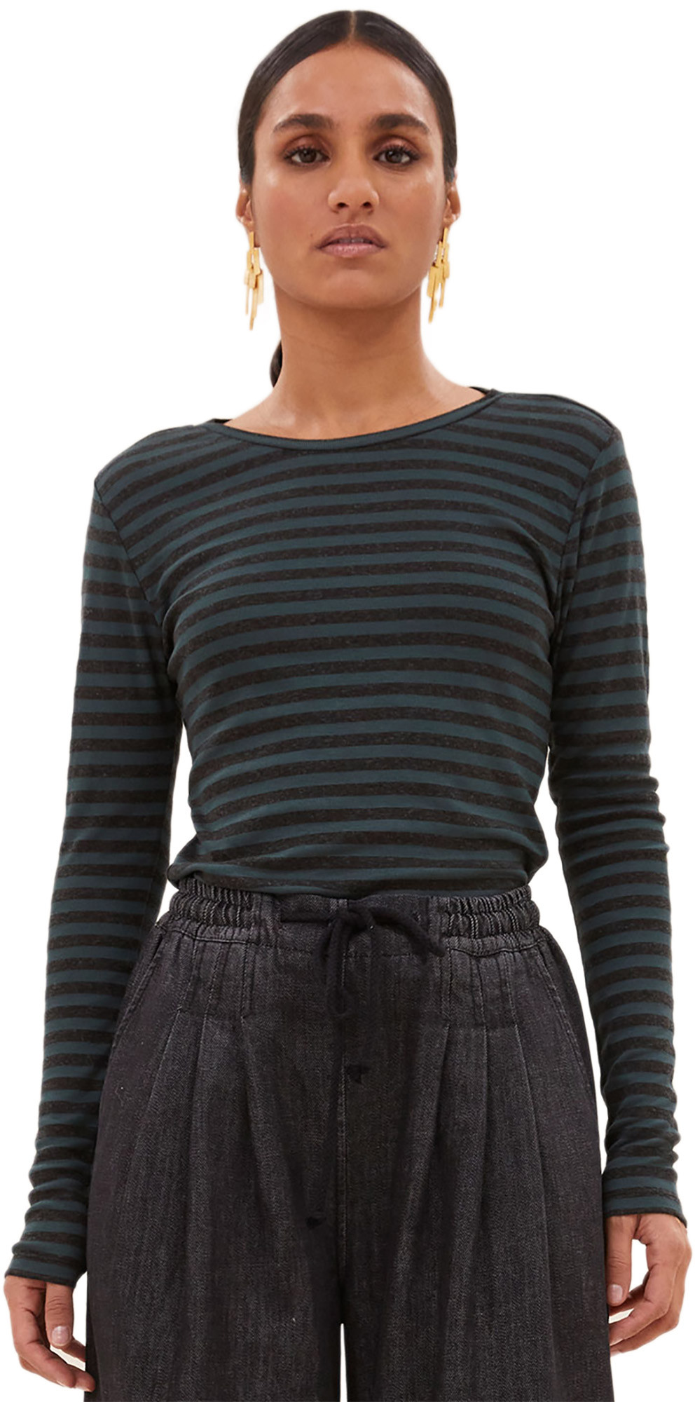 By-Bar Amsterdam Basic longsleeve stripe top dried basil