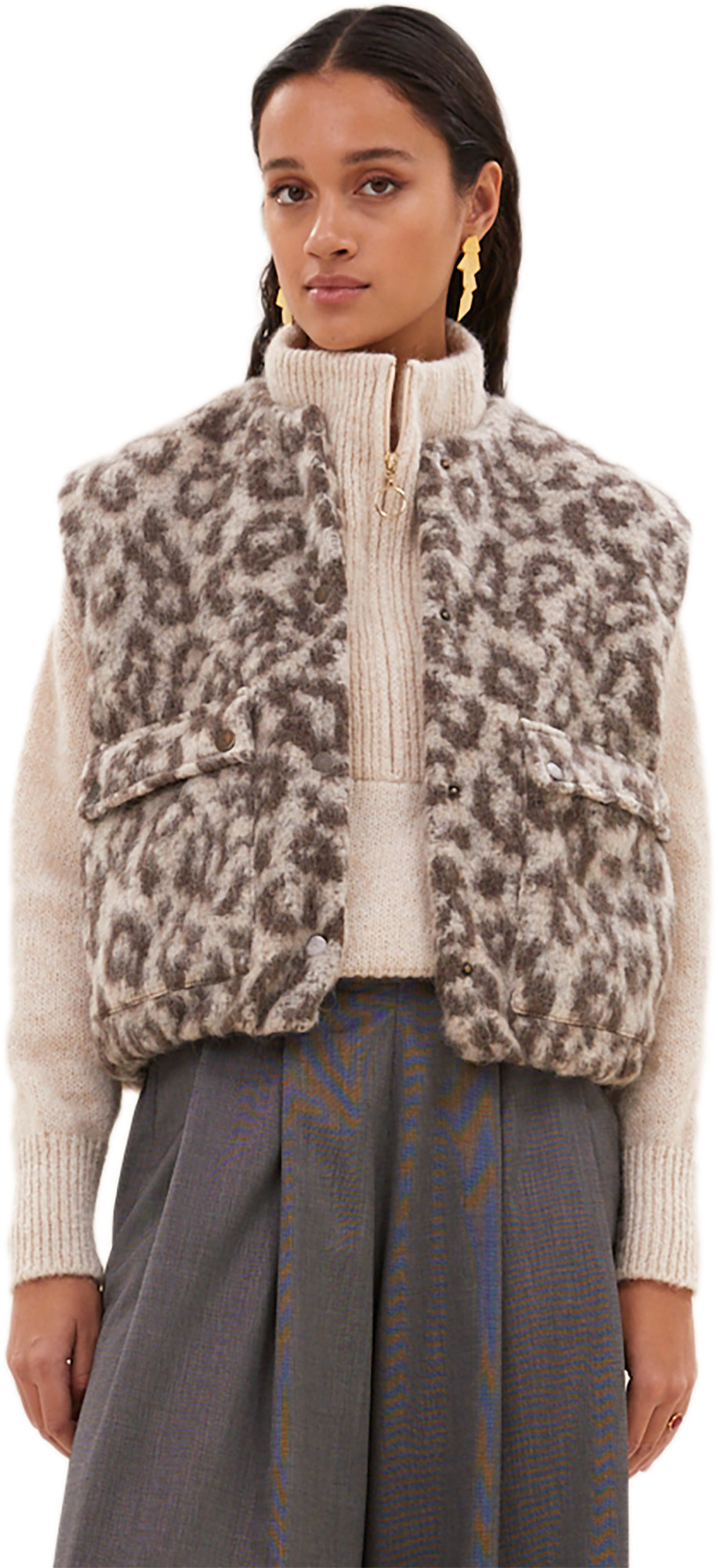 By-Bar Amsterdam Maggie sleeveless leo jacket leopard print
