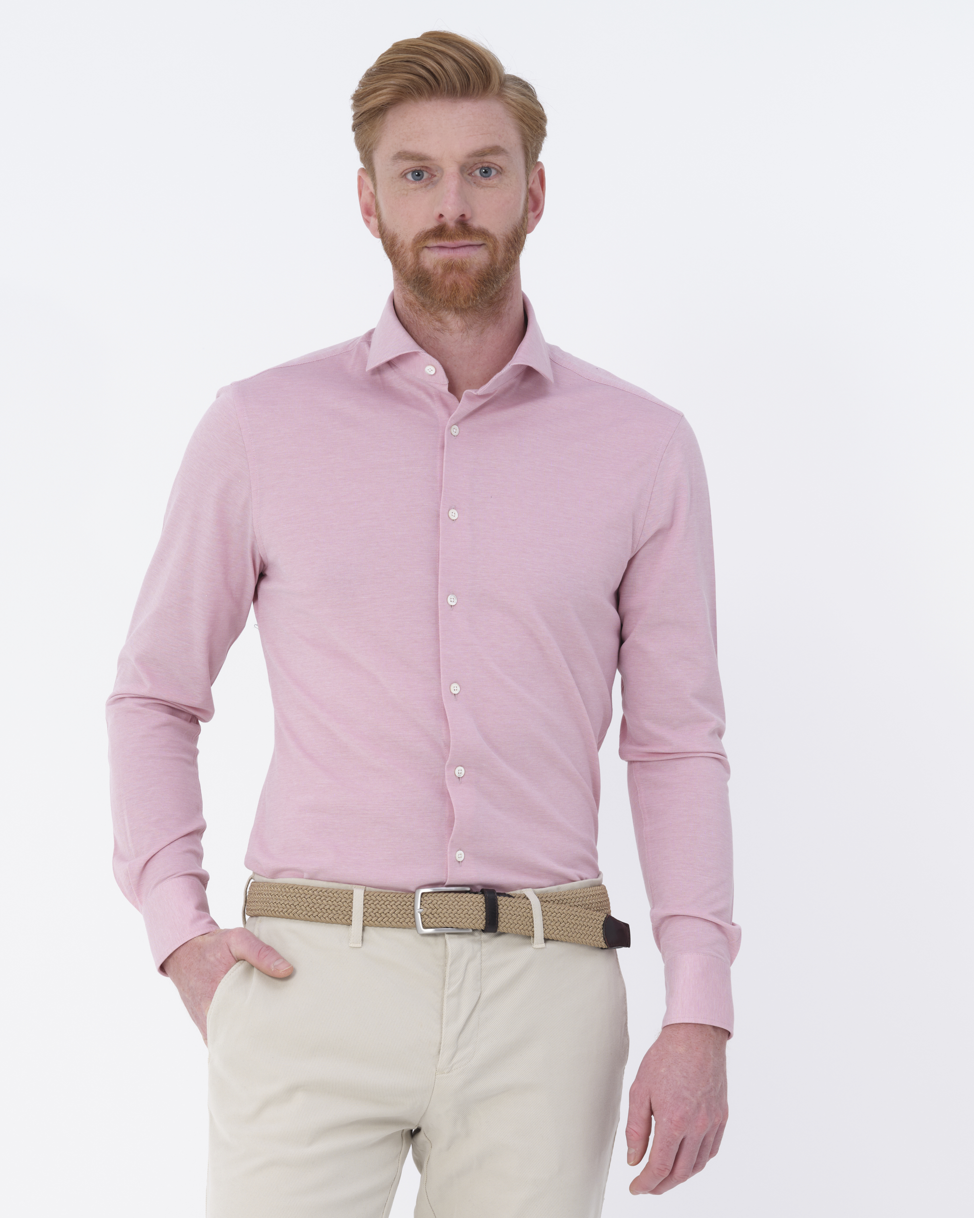 Dutch Dandies Knitted slim fit overhemd met lange mouwen