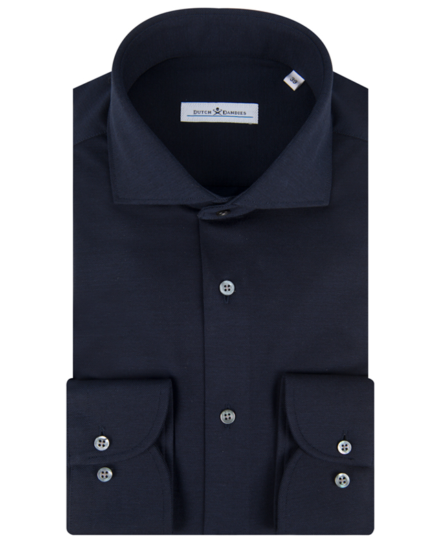 Dutch Dandies Knitted slim fit overhemd met lange mouwen