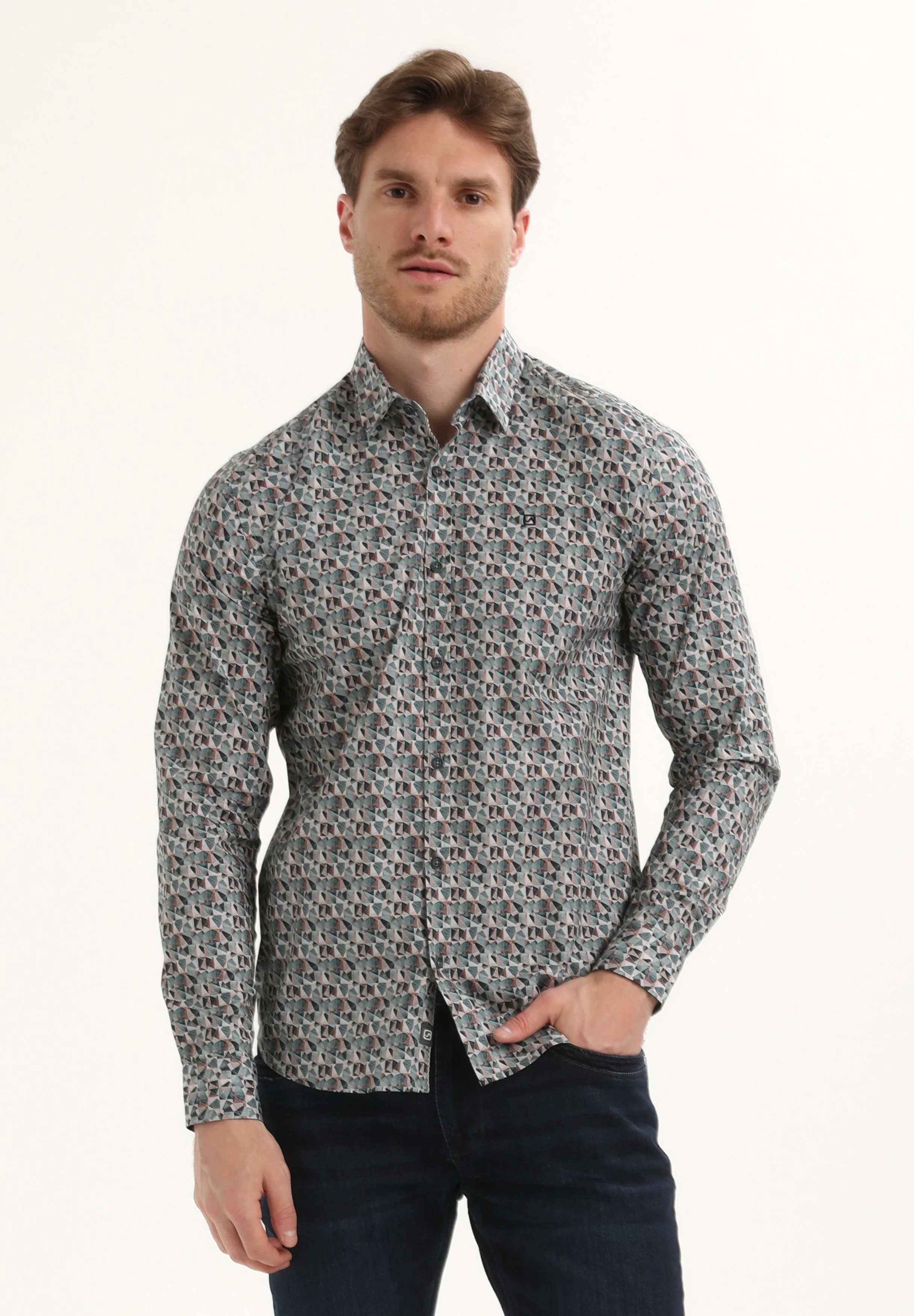 Gabbiano Heren overhemd 335738 5703 teal blue