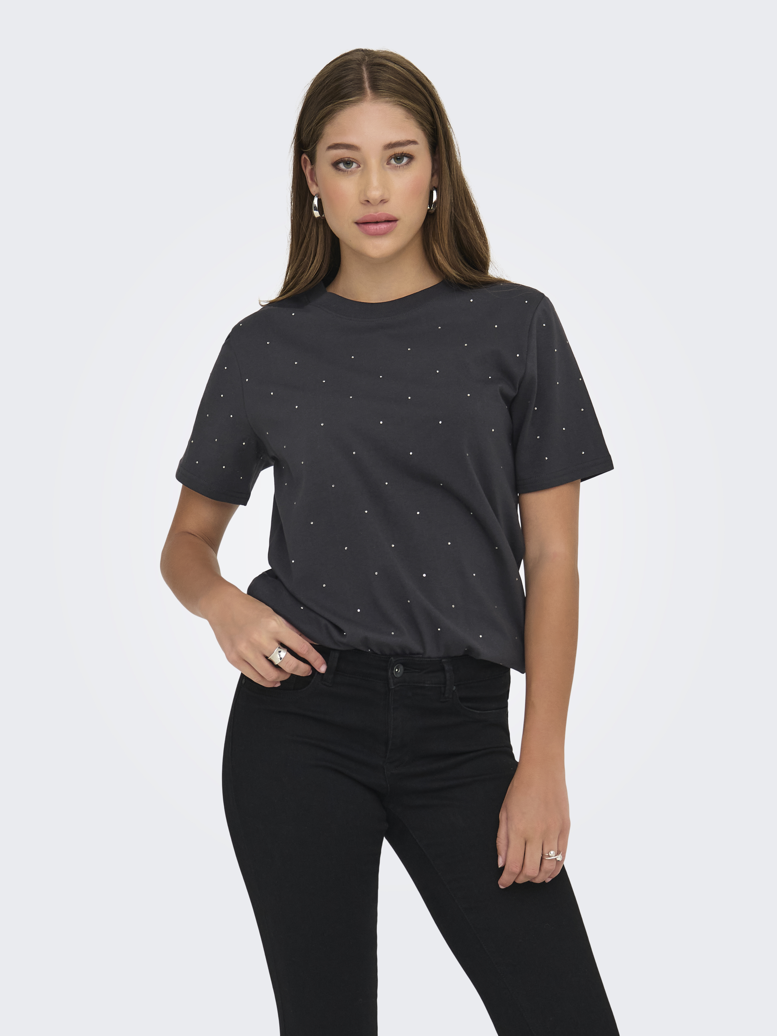 Only Shirt met korte mouwen ONLMONJA S/S STUDS TEE JRS