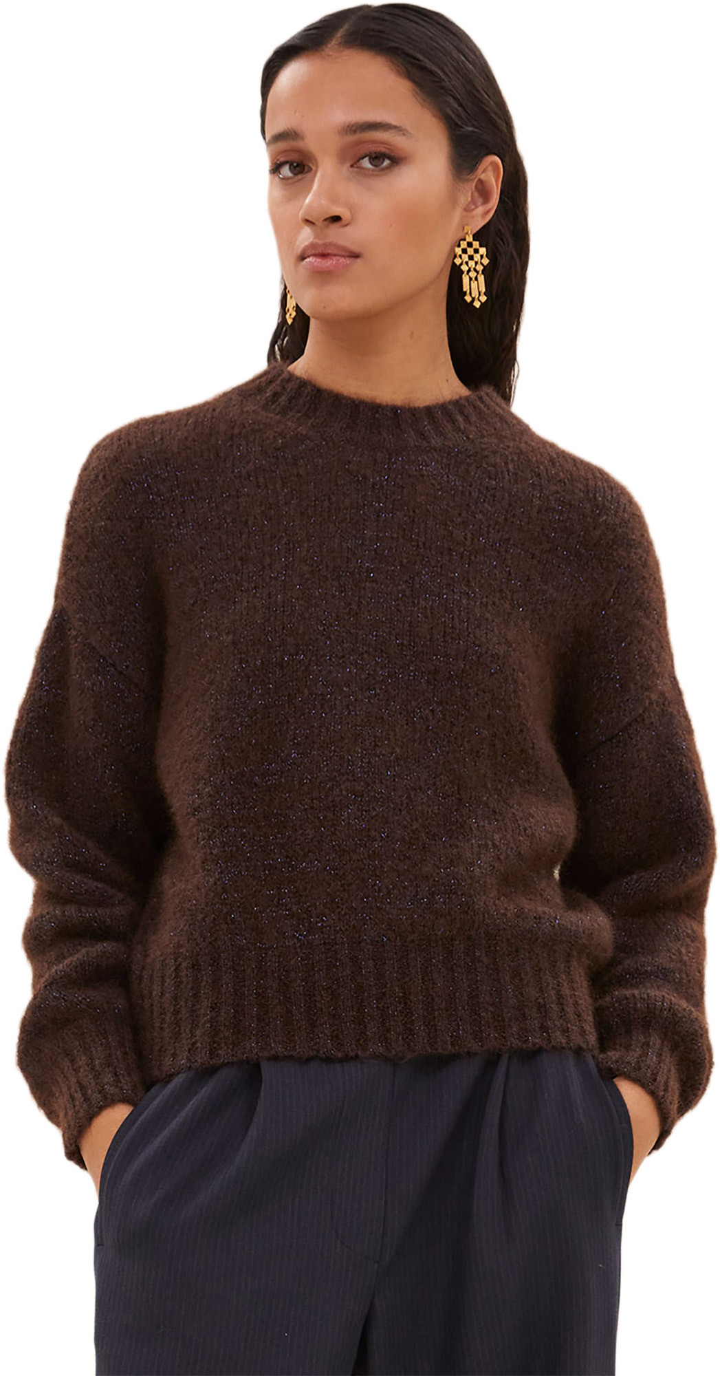 By-Bar Amsterdam Sonny sparkle pullover dark brown
