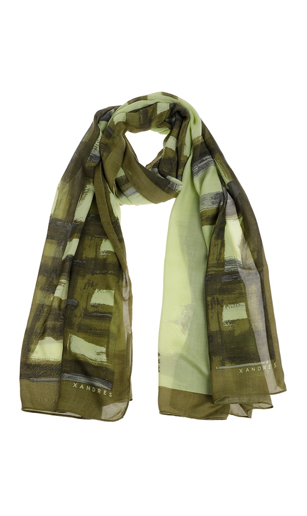Xandres scarf placed stripe 61380-01 3090 basil green