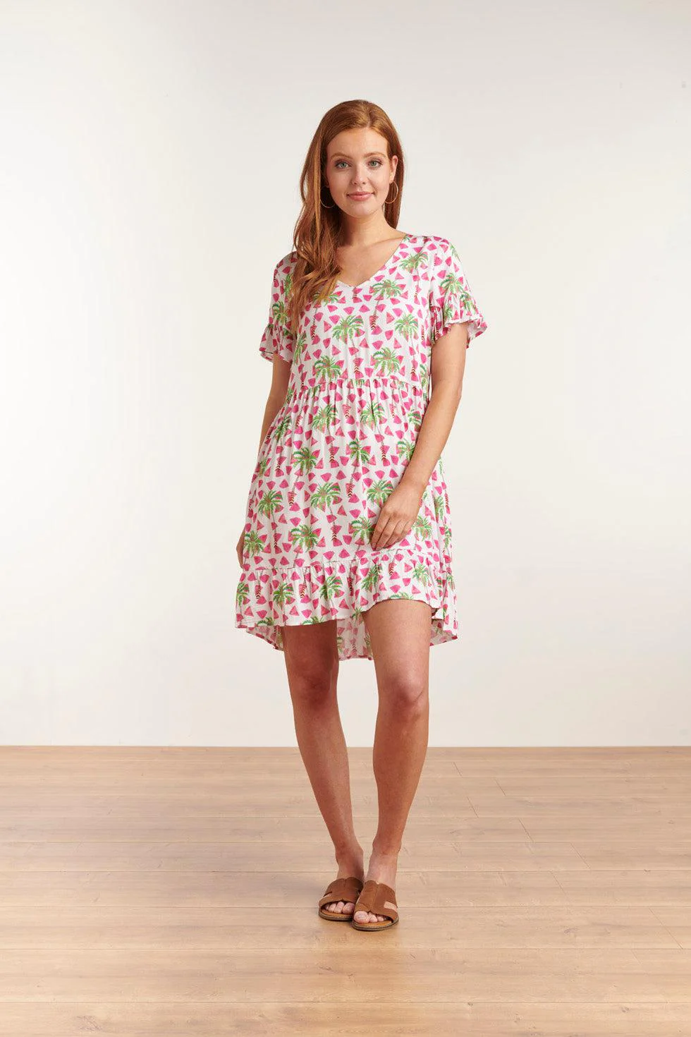 Smashed Lemon 23136 maxi jurk met palmboomprint |
