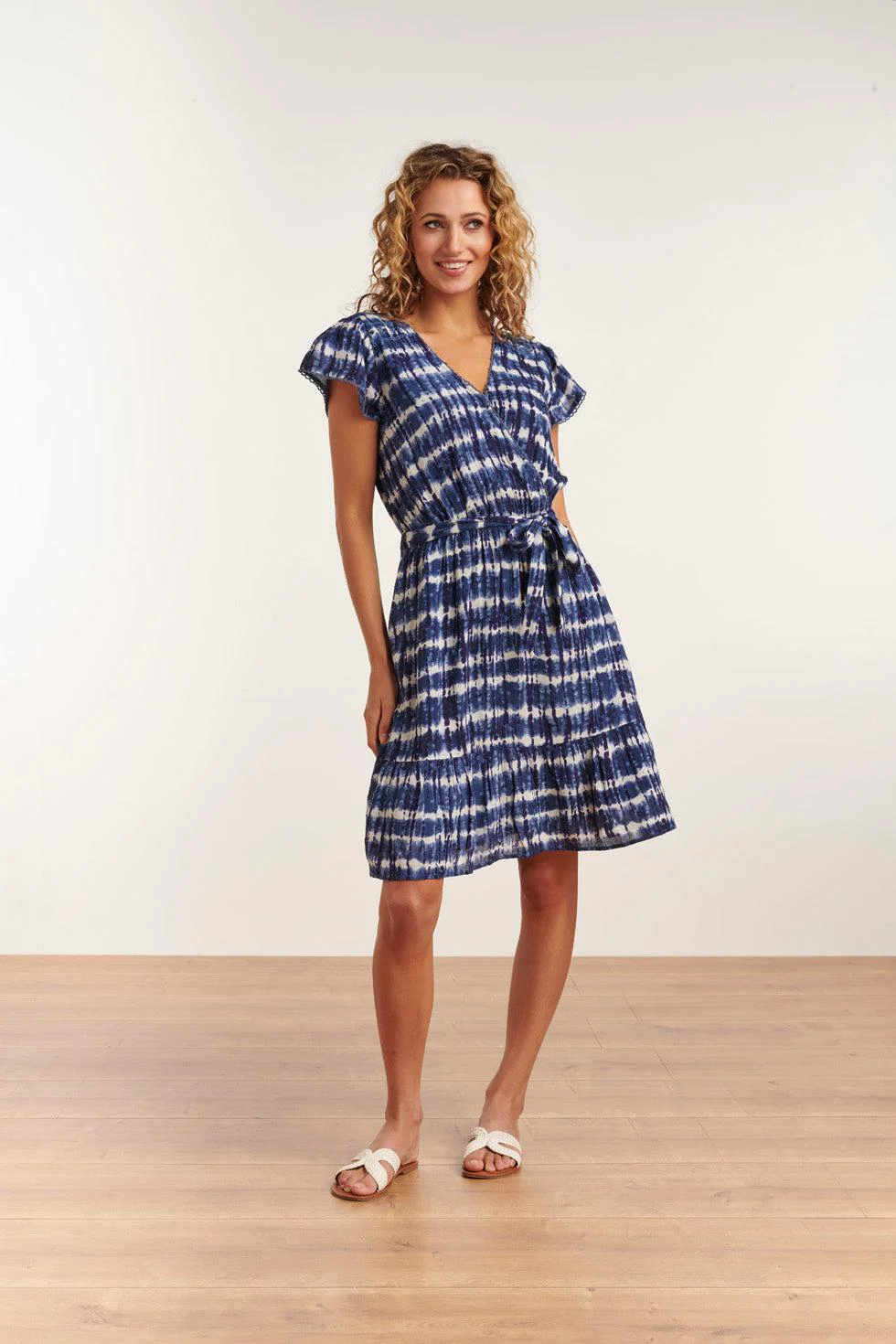Smashed Lemon 23183 women tie dye midi waisted dress |
