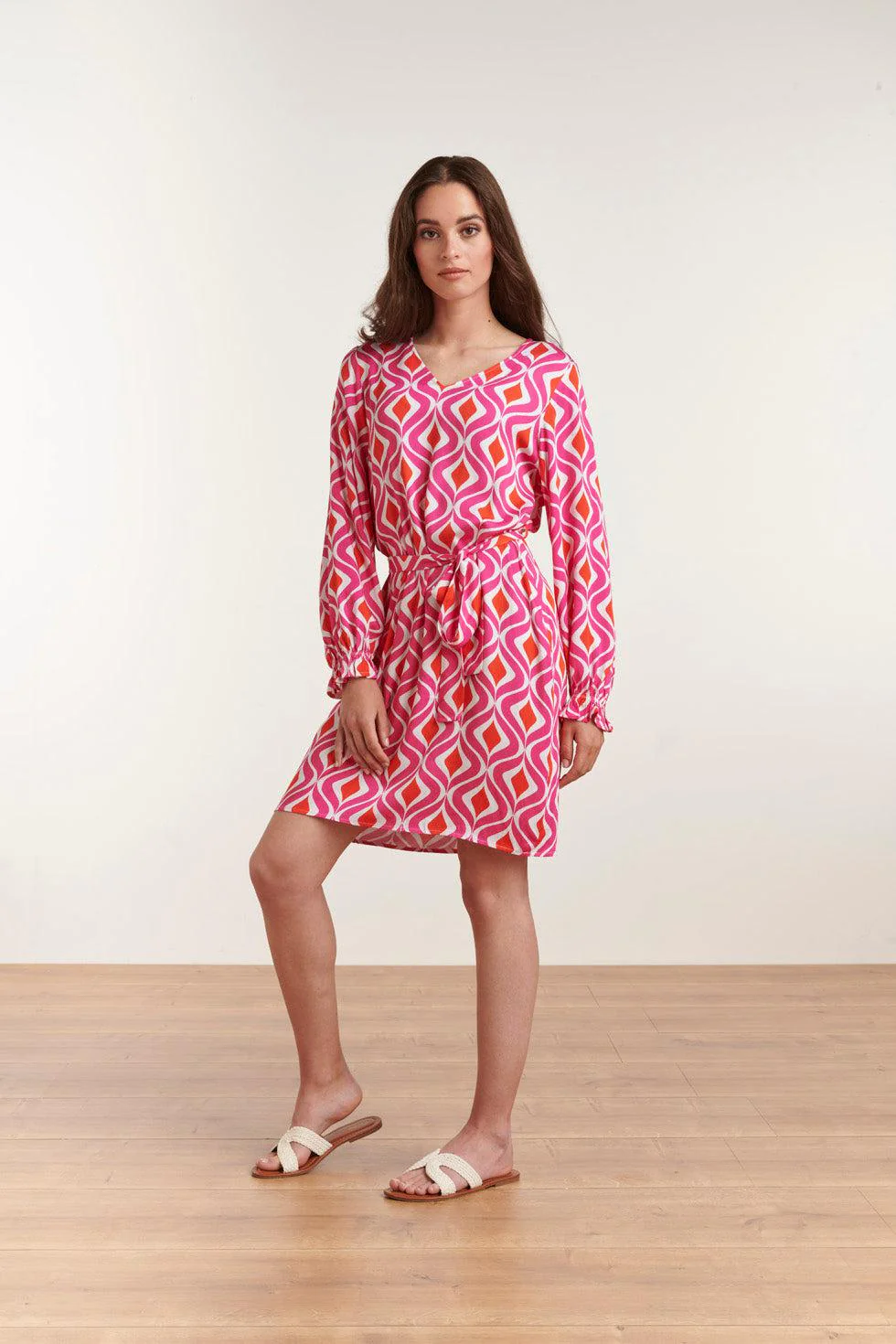 Smashed Lemon 23140 retro zomerjurk met grafische print |