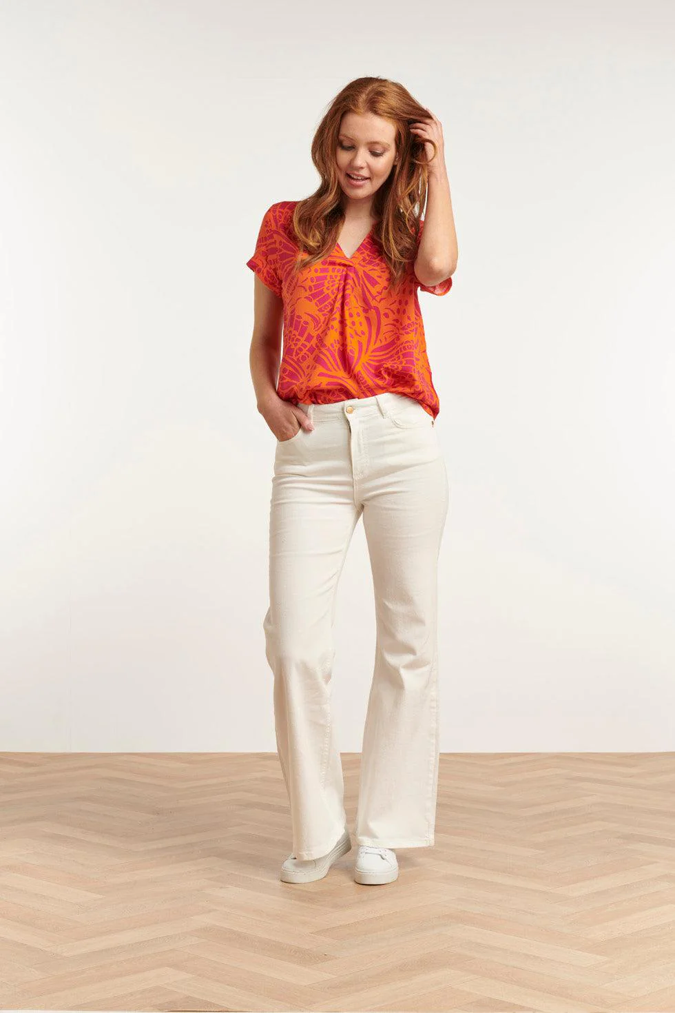 Smashed Lemon 23212 short sleeve shirt pullover print women's tops |