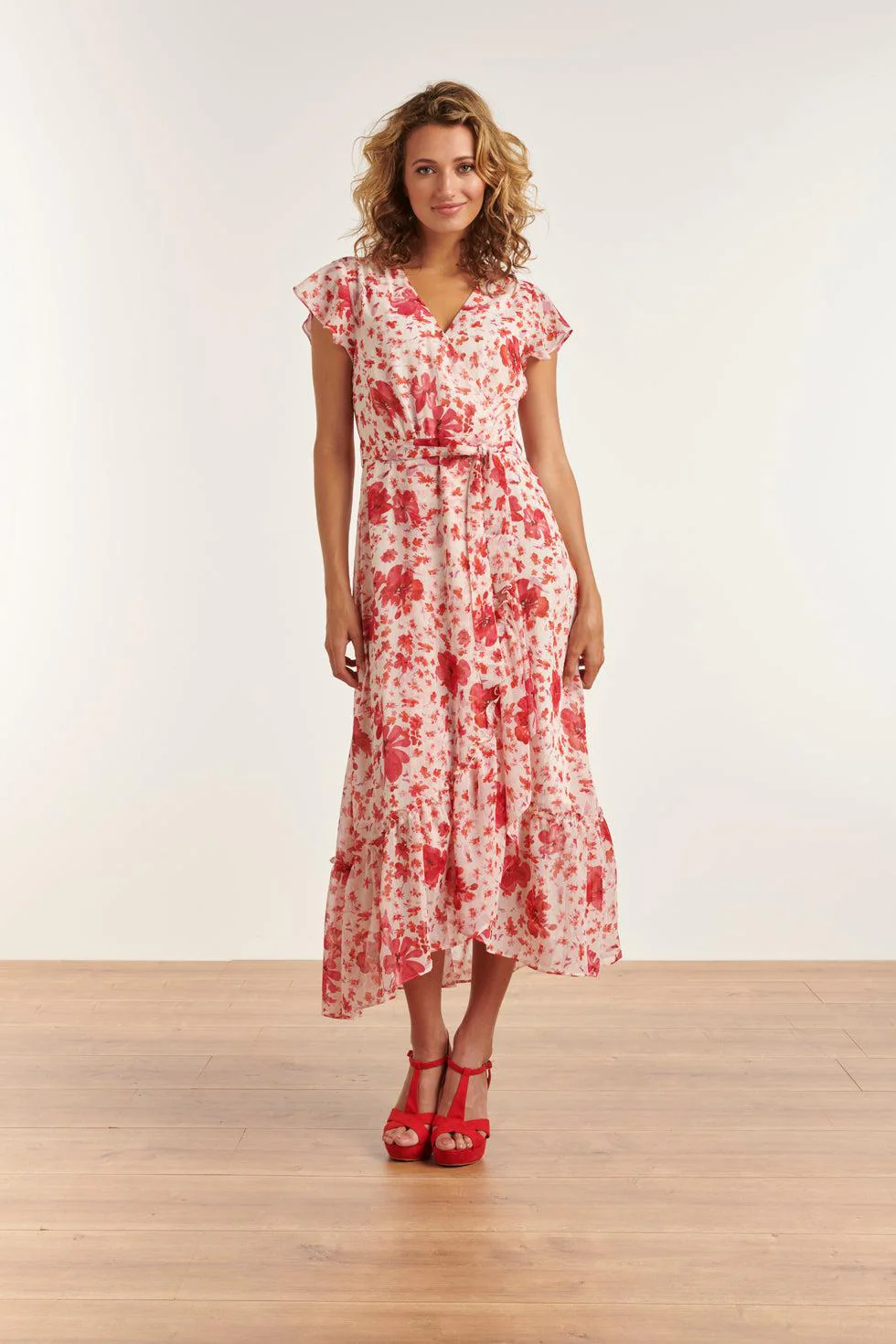 Smashed Lemon 23304 maxi zomer jurk met te bloemenprint |
