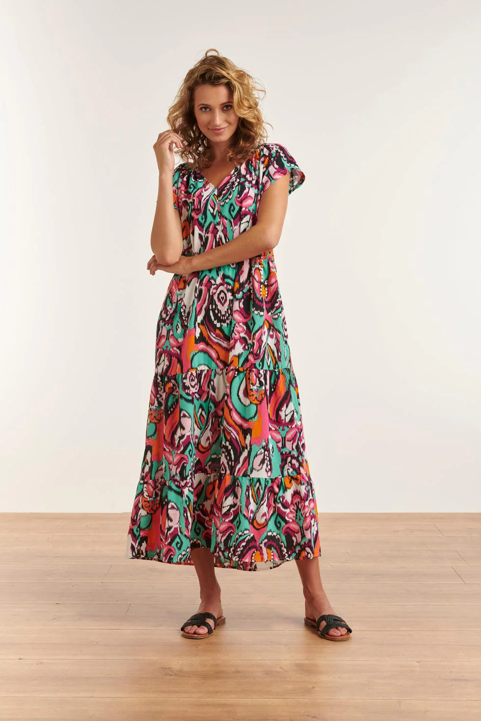 Smashed Lemon 23327 losvallende zomerjurk met grafische print |