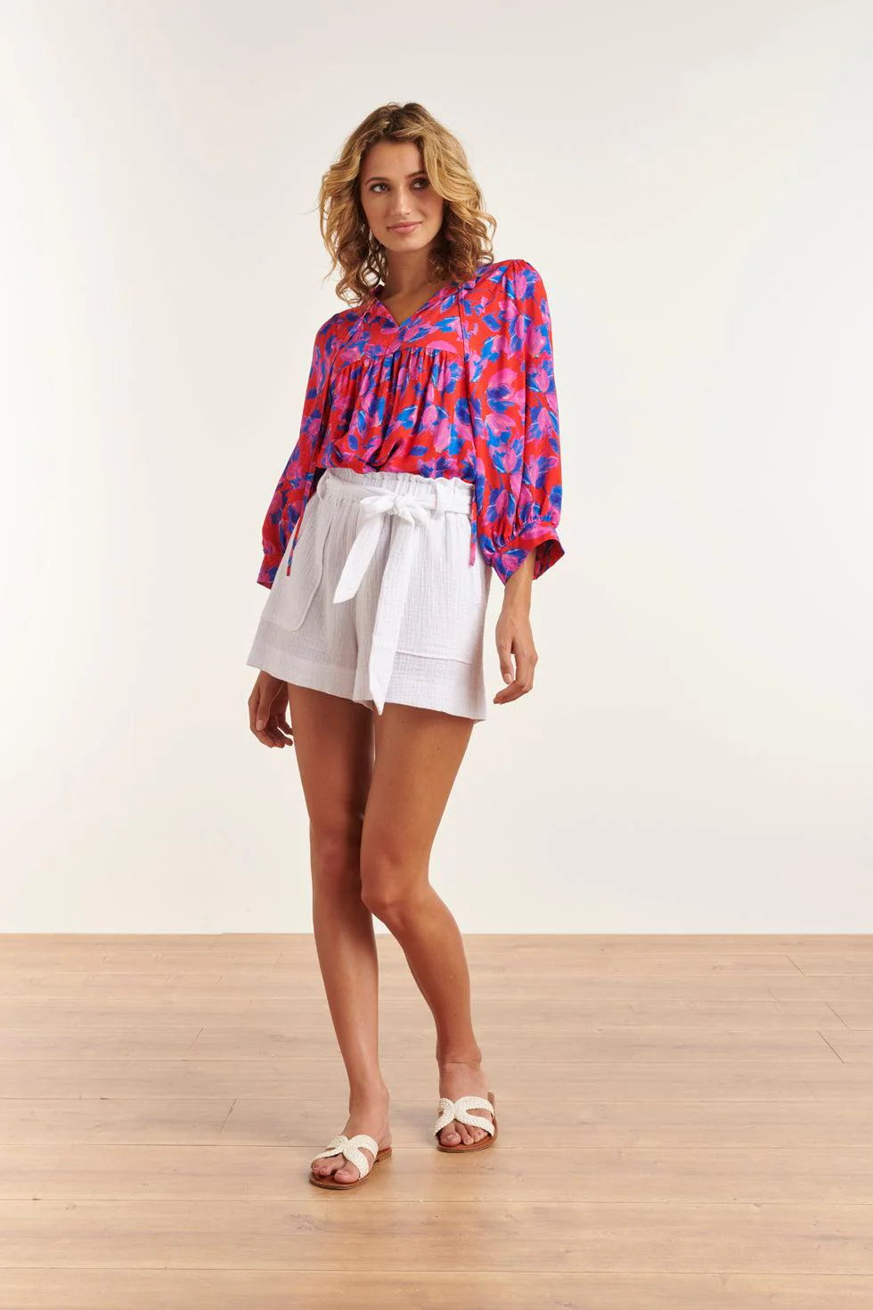 Smashed Lemon 23333 abstracte zomer top met v-halsdriekwart mouwen |