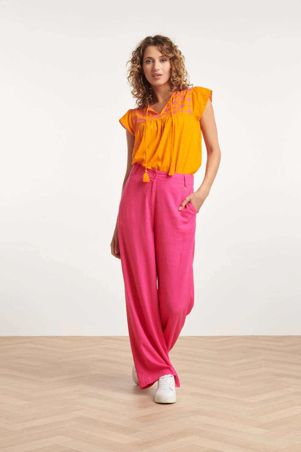 Smashed Lemon 24085 lange broekfuchsia met ritsriemlussen |