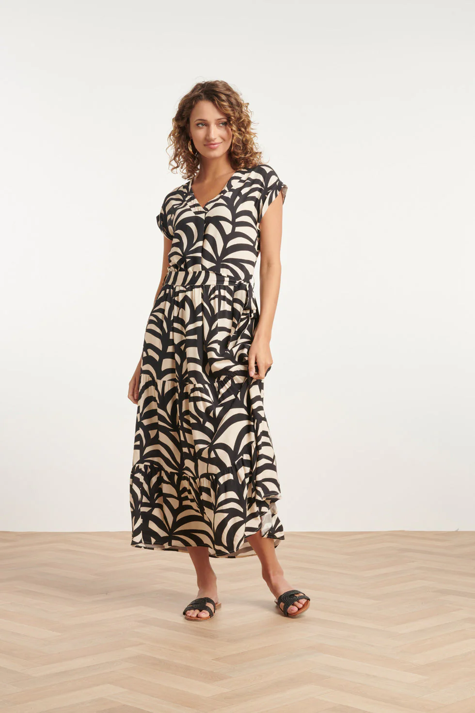 Smashed Lemon 24073 maxi jurk met grafische print |