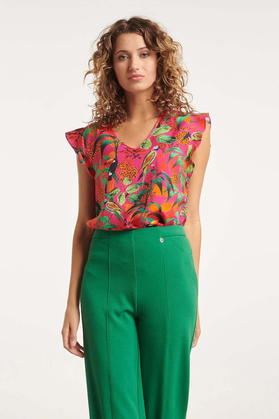Smashed Lemon 24060 fuchsia zomer top met jungle print |
