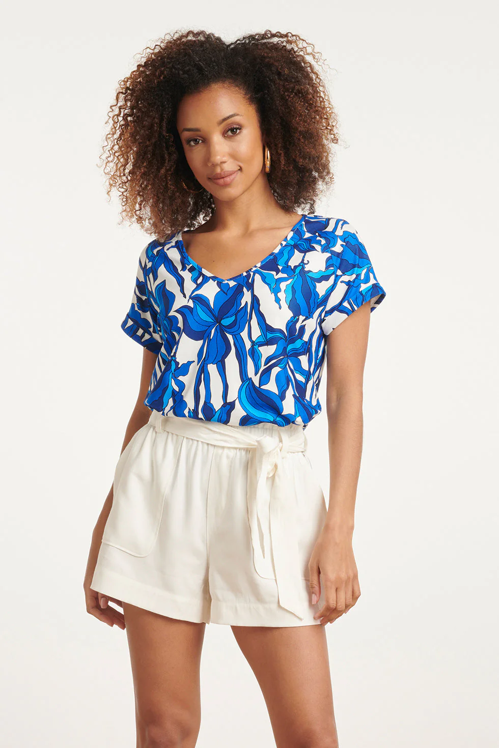Smashed Lemon 24052 zachte top met stretch met bloemenpatroon |