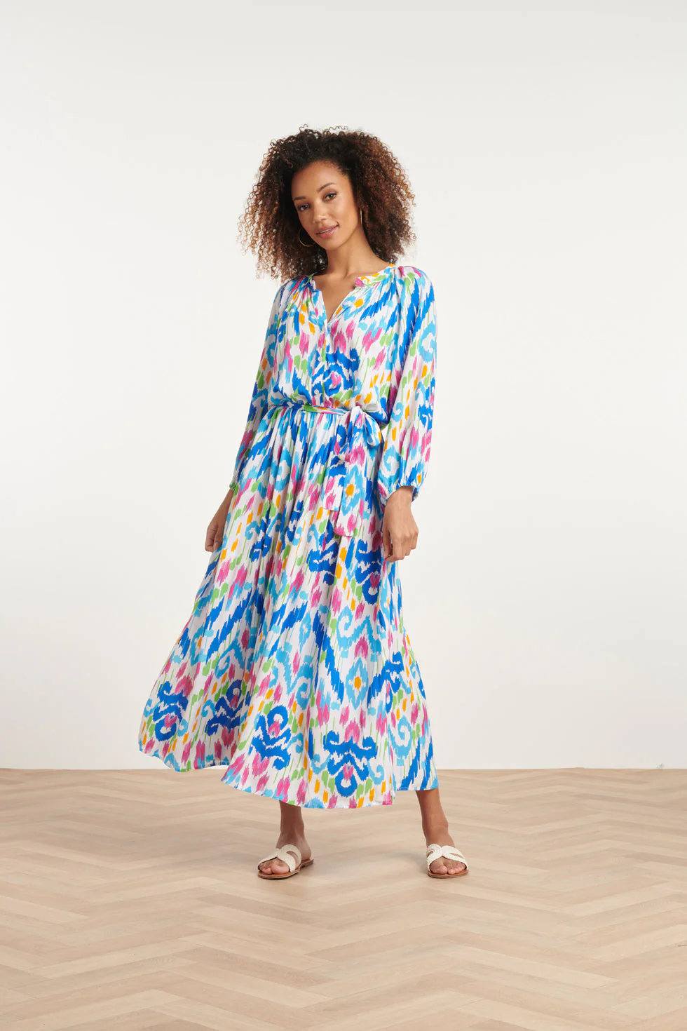 Smashed Lemon 24049 zomer maxi jurk met knopen |