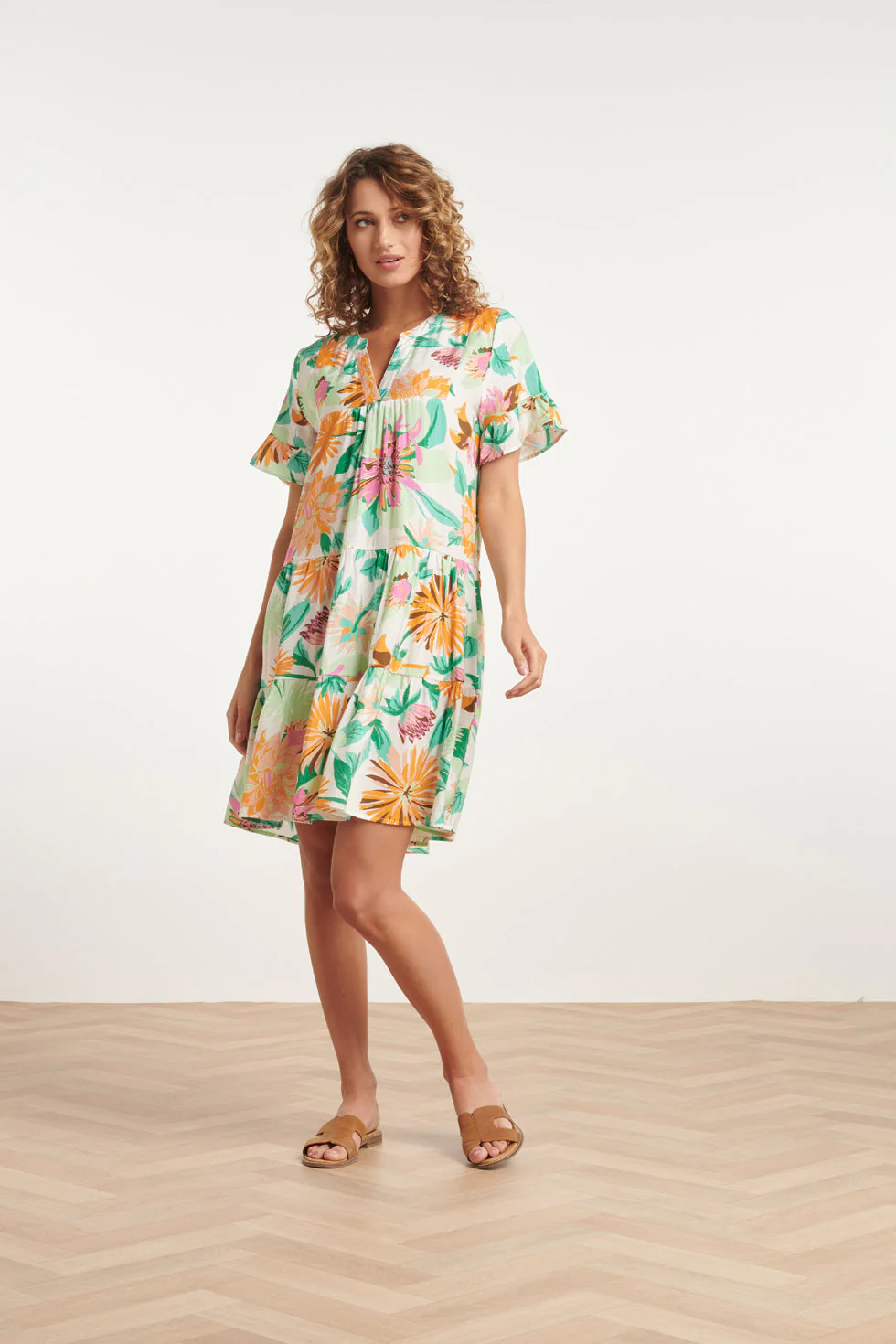 Smashed Lemon 24041 bloemenprint jurk |