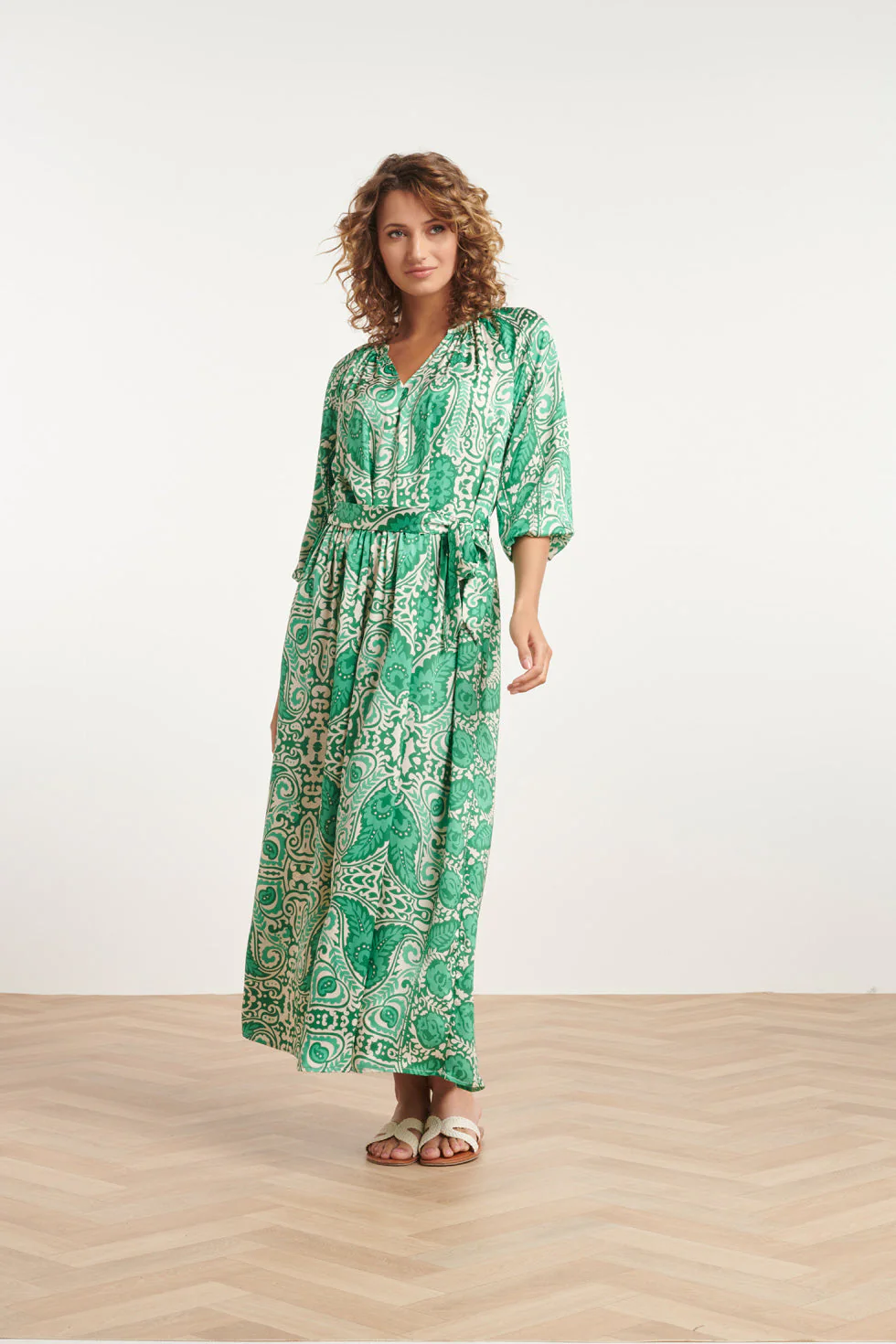 Smashed Lemon 24040 satijnachtige maxi jurk |