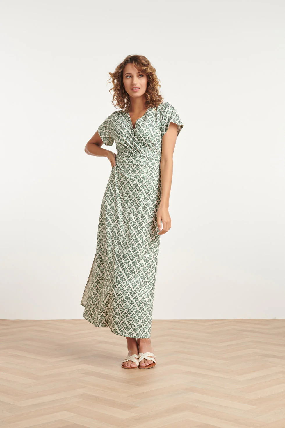 Smashed Lemon 24032 stretch maxi jurk met ornament print |